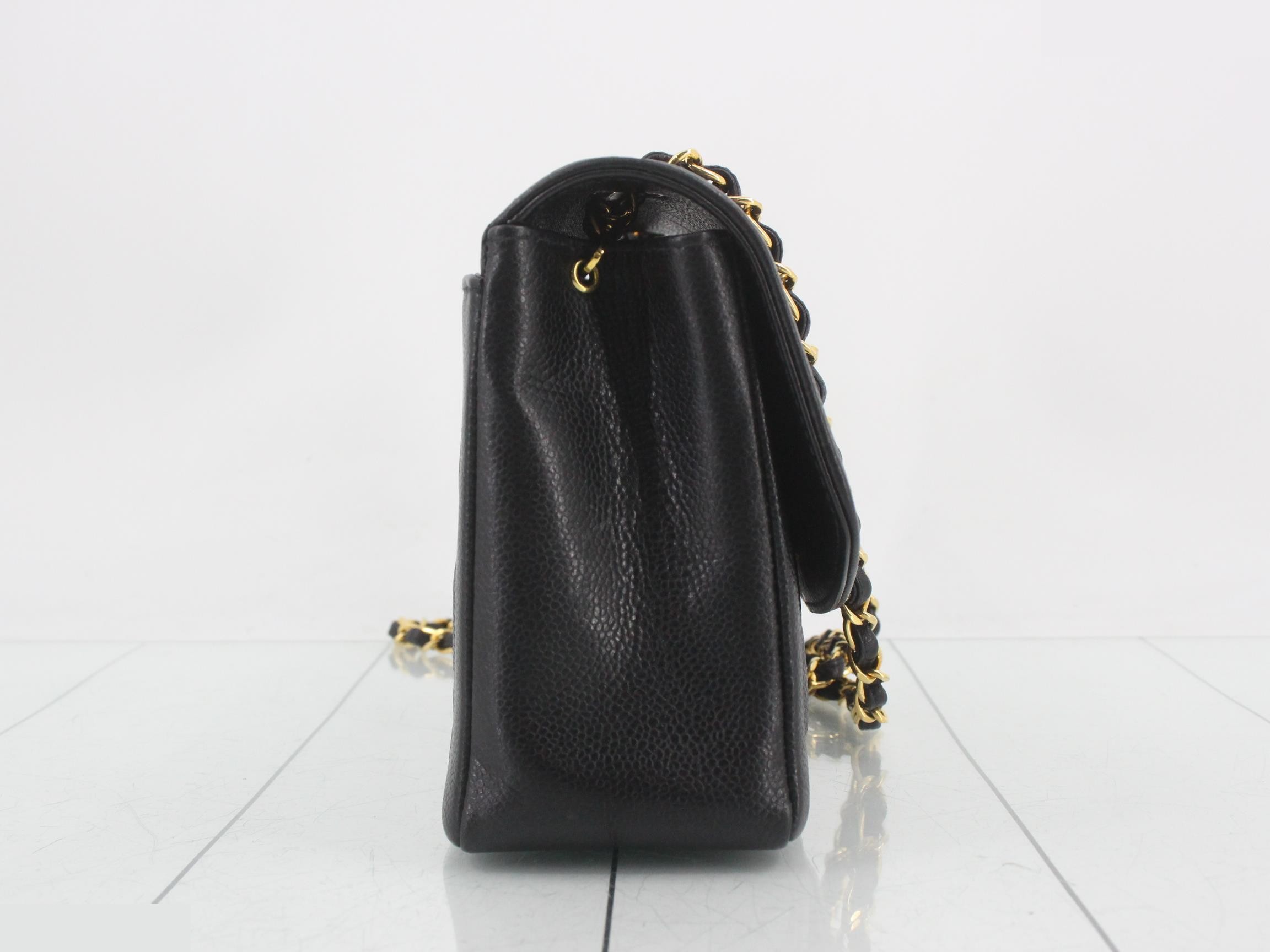 Diana Caviar Chain Shoulder Bag - Black — view 4