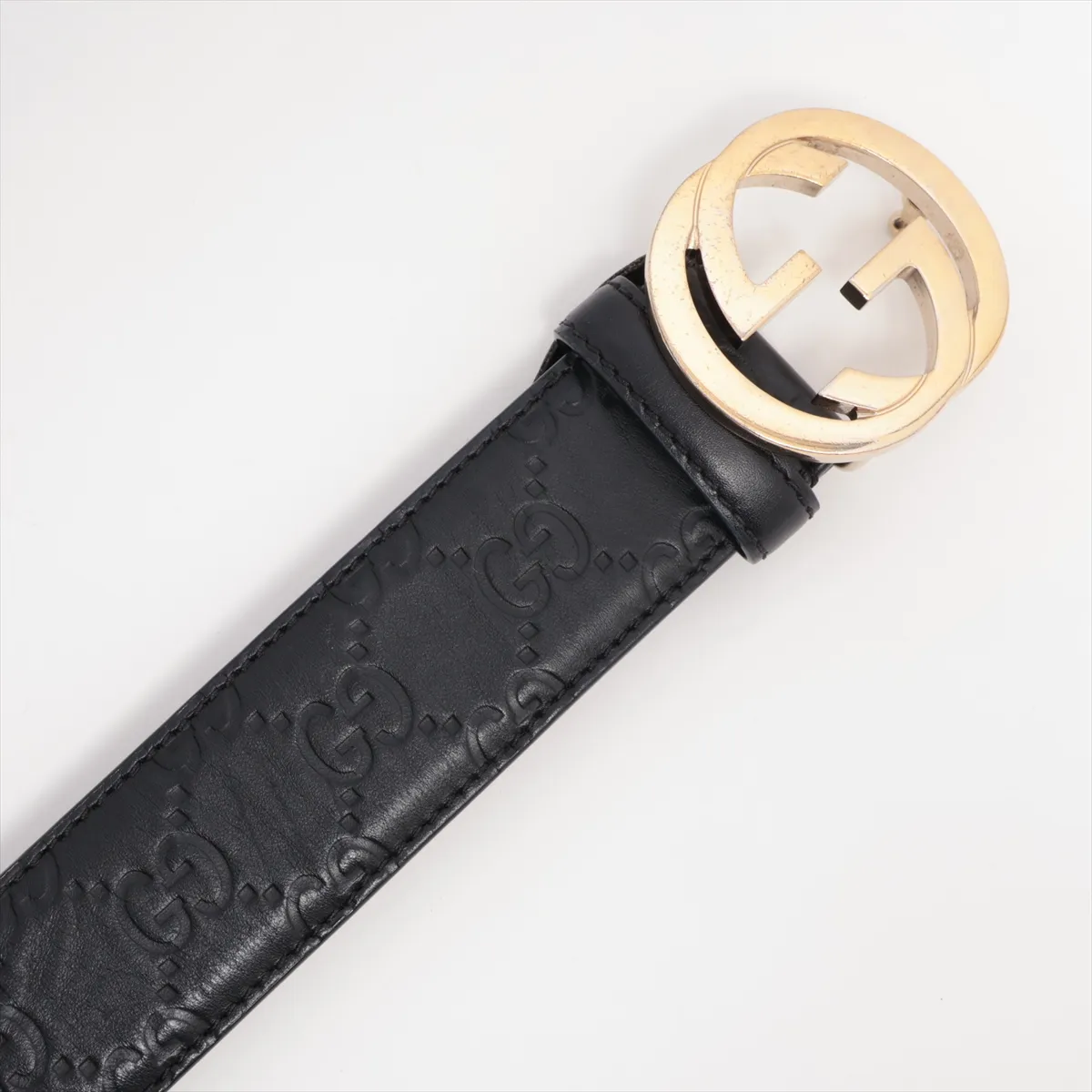 370543 Guccisima Belt 70 GP x Leather Black x Gold — view 2