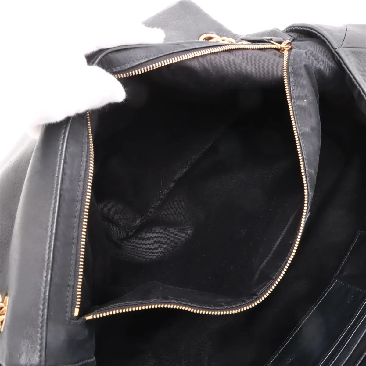 Jamie Leather Chain Shoulder Bag Black 768526 — view 8