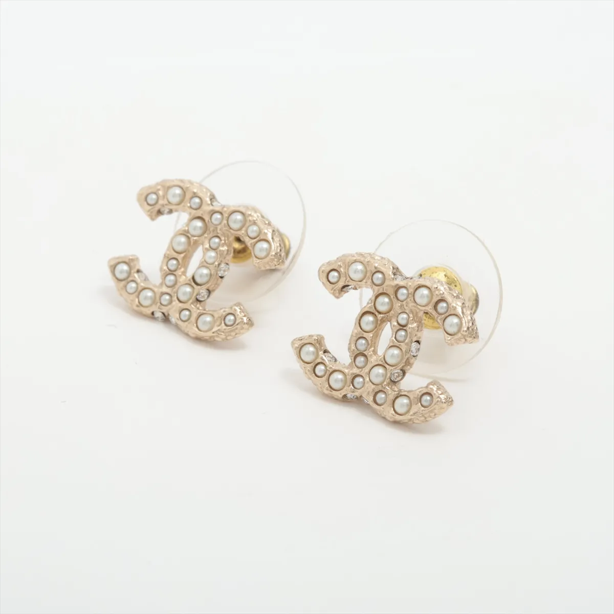 Coco Mark A22V Earrings (Pair) GP x Rhinestone x Faux Pearl Gold - — view 3