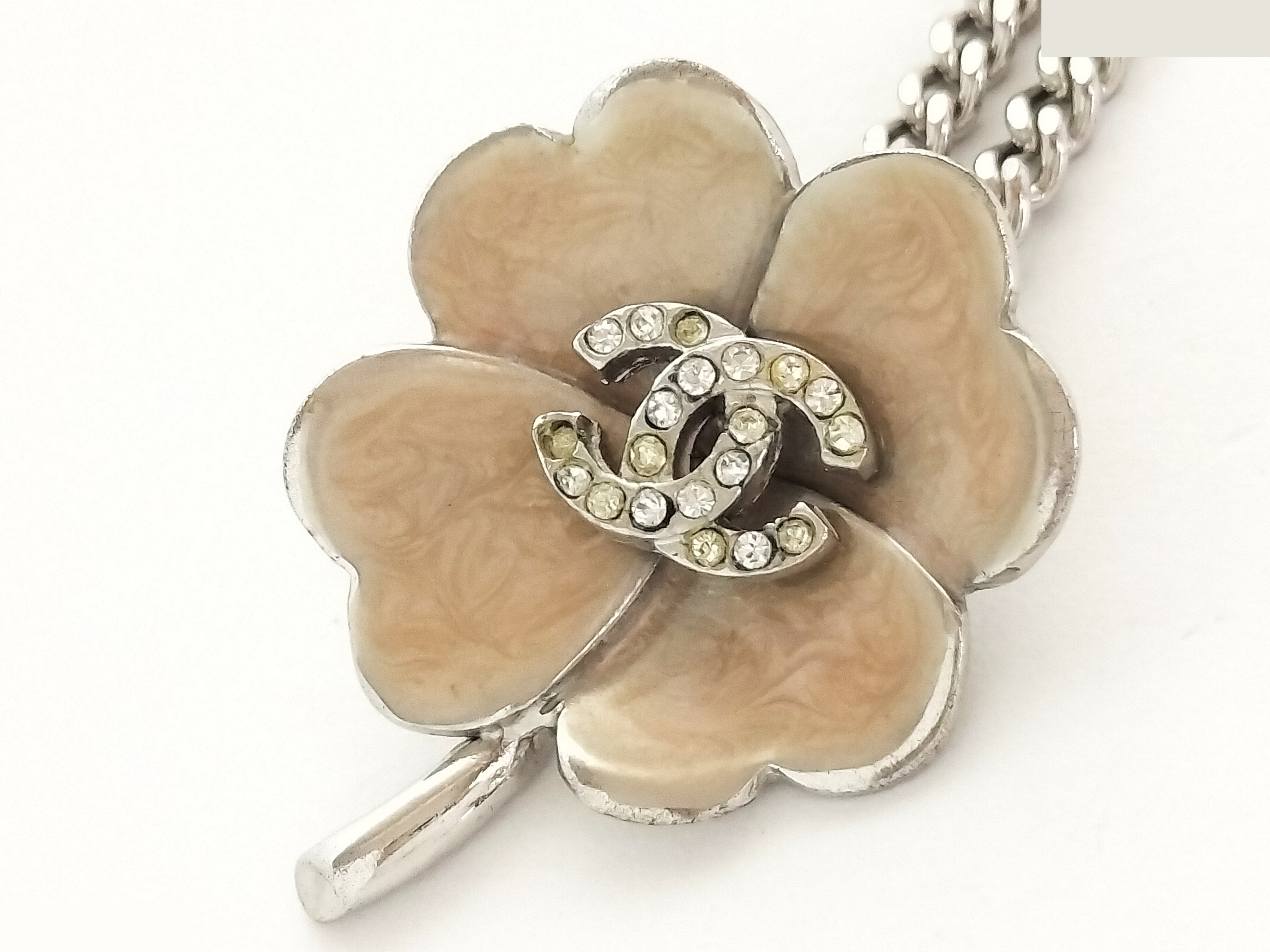 Coco Rhinestone Clover Silver Necklace Chain (approx. 44cm) — view 4