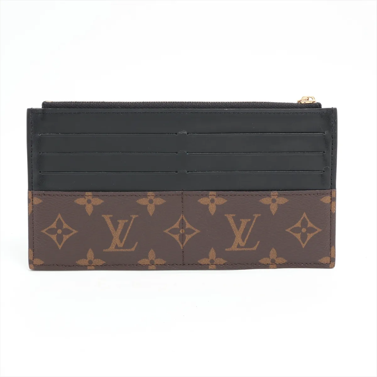 Monogram Macassar Slim Purse M80348 Black x Brown Long Wallet (RFID detected) — view 2