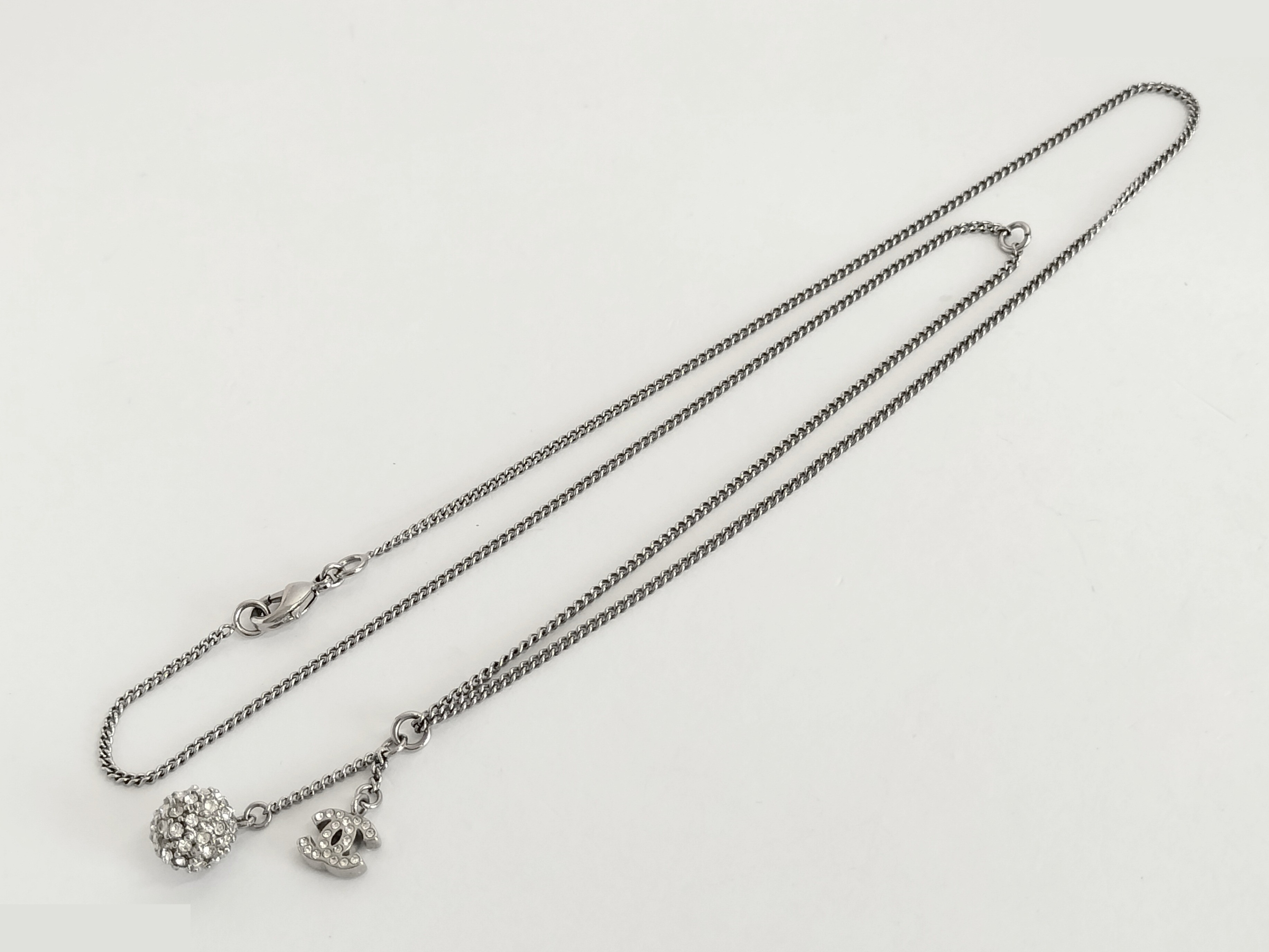 Coco Rhinestone Silver Necklace, Chain approx. 60cm — view 2