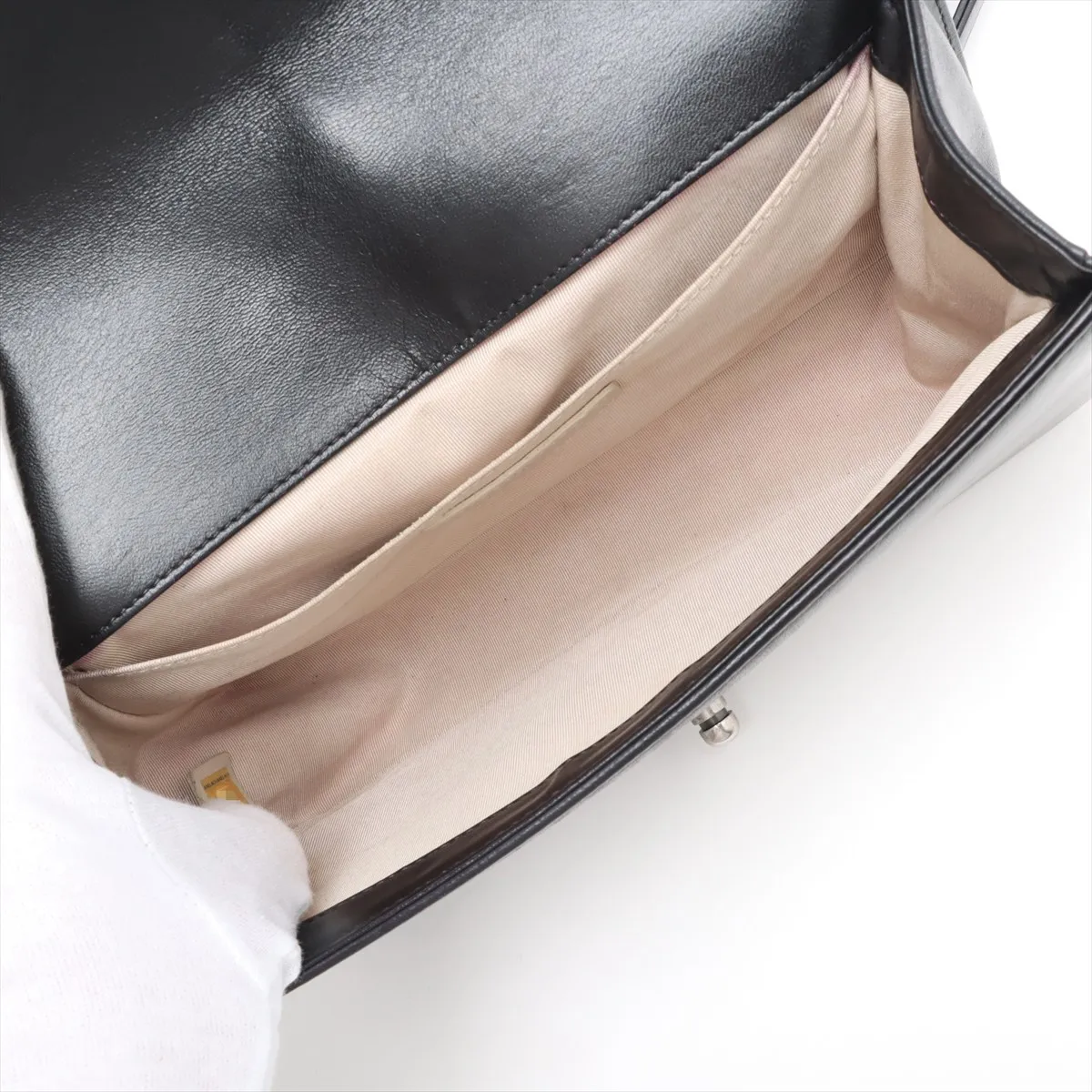 Boy Chanel 25 Lambskin Chain Shoulder Bag Black Gunmetal Hardware 19276194 19th Series A67086 — view 6