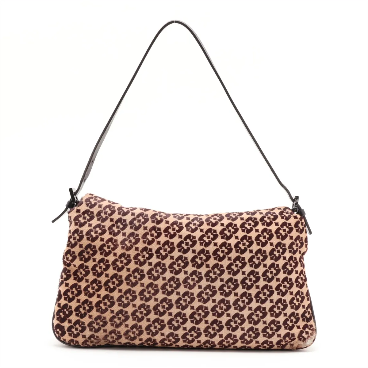 calfskin and leather shoulder bag, brown — view 2