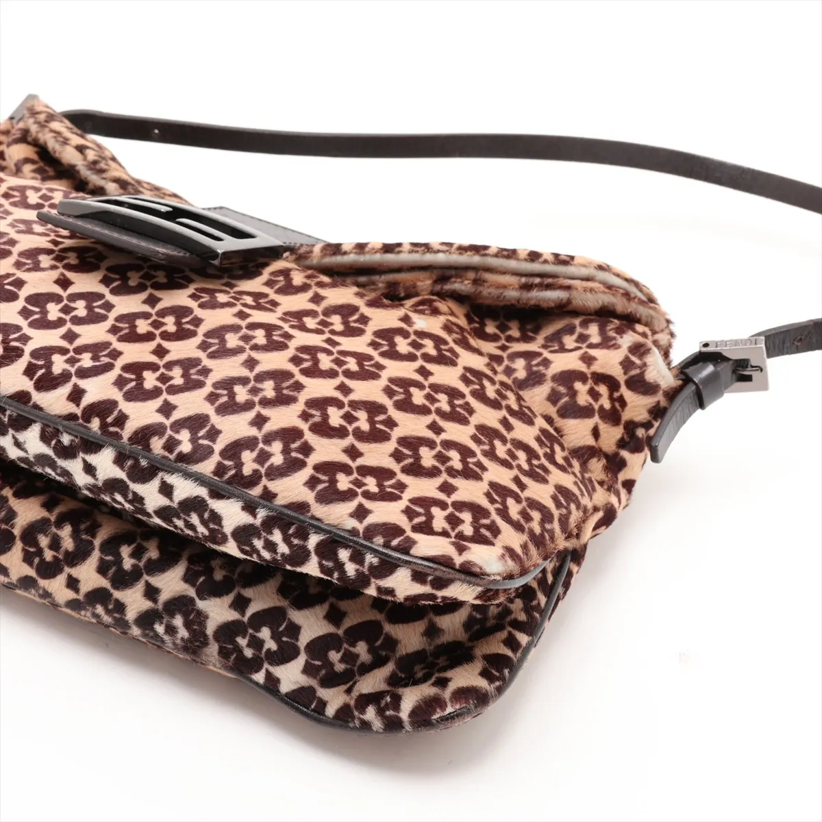 calfskin and leather shoulder bag, brown — view 3