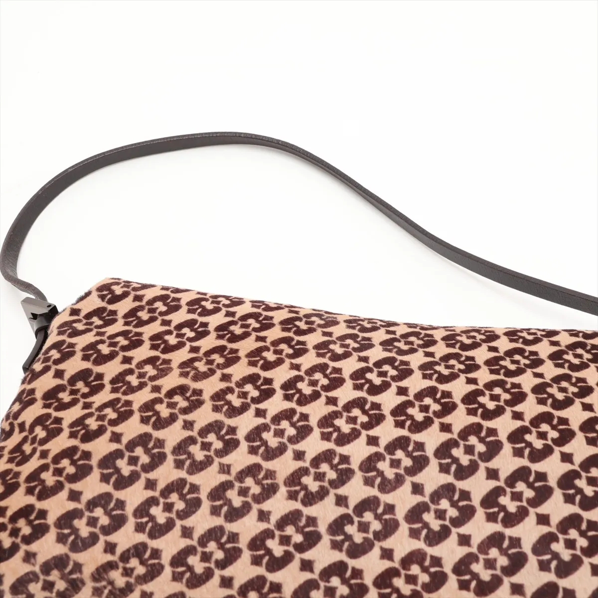 calfskin and leather shoulder bag, brown — view 6