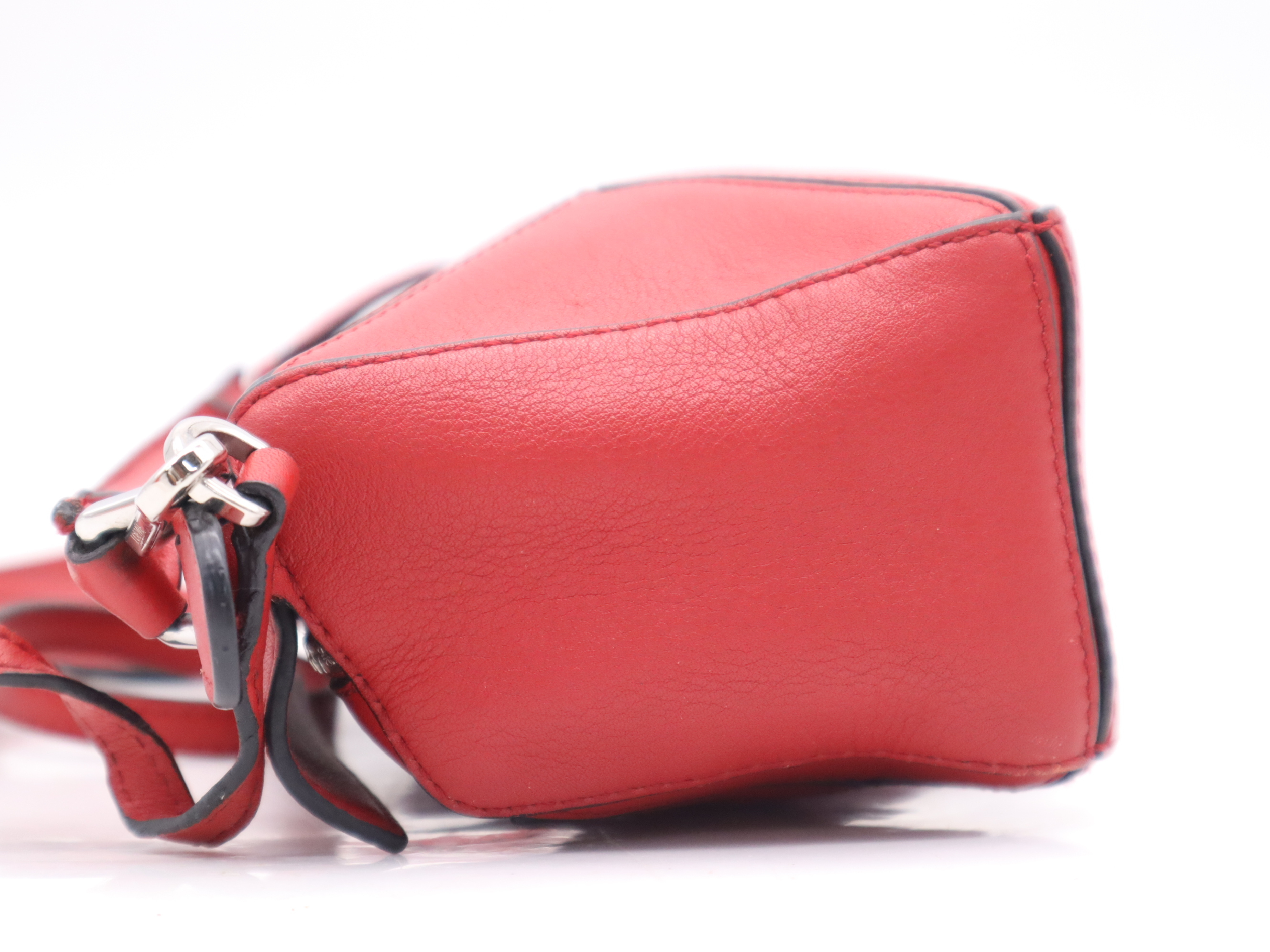 Leather Puzzle Bag Shoulder Bag, Red, with Shoulder Strap — view 3