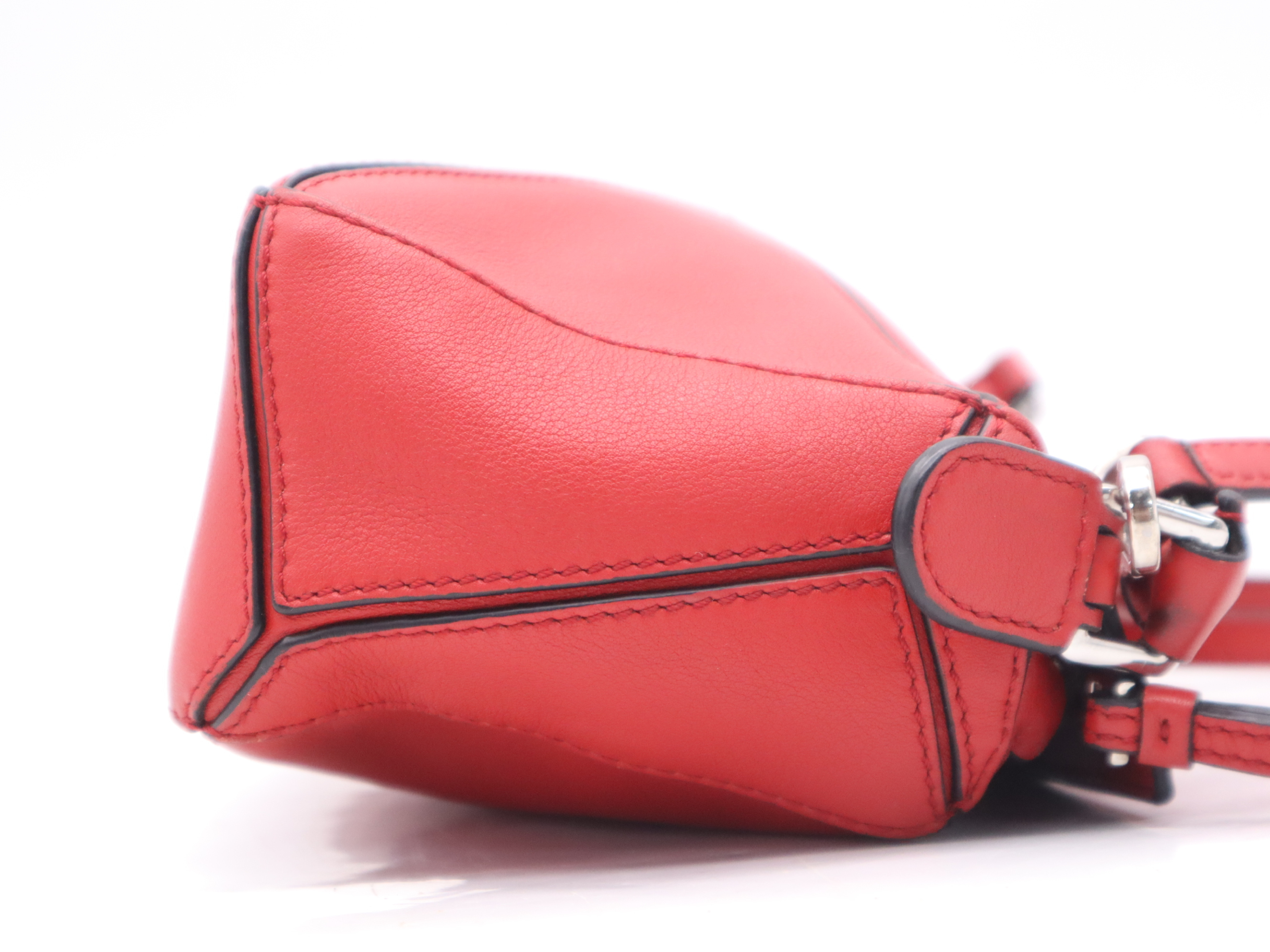 Leather Puzzle Bag Shoulder Bag, Red, with Shoulder Strap — view 5
