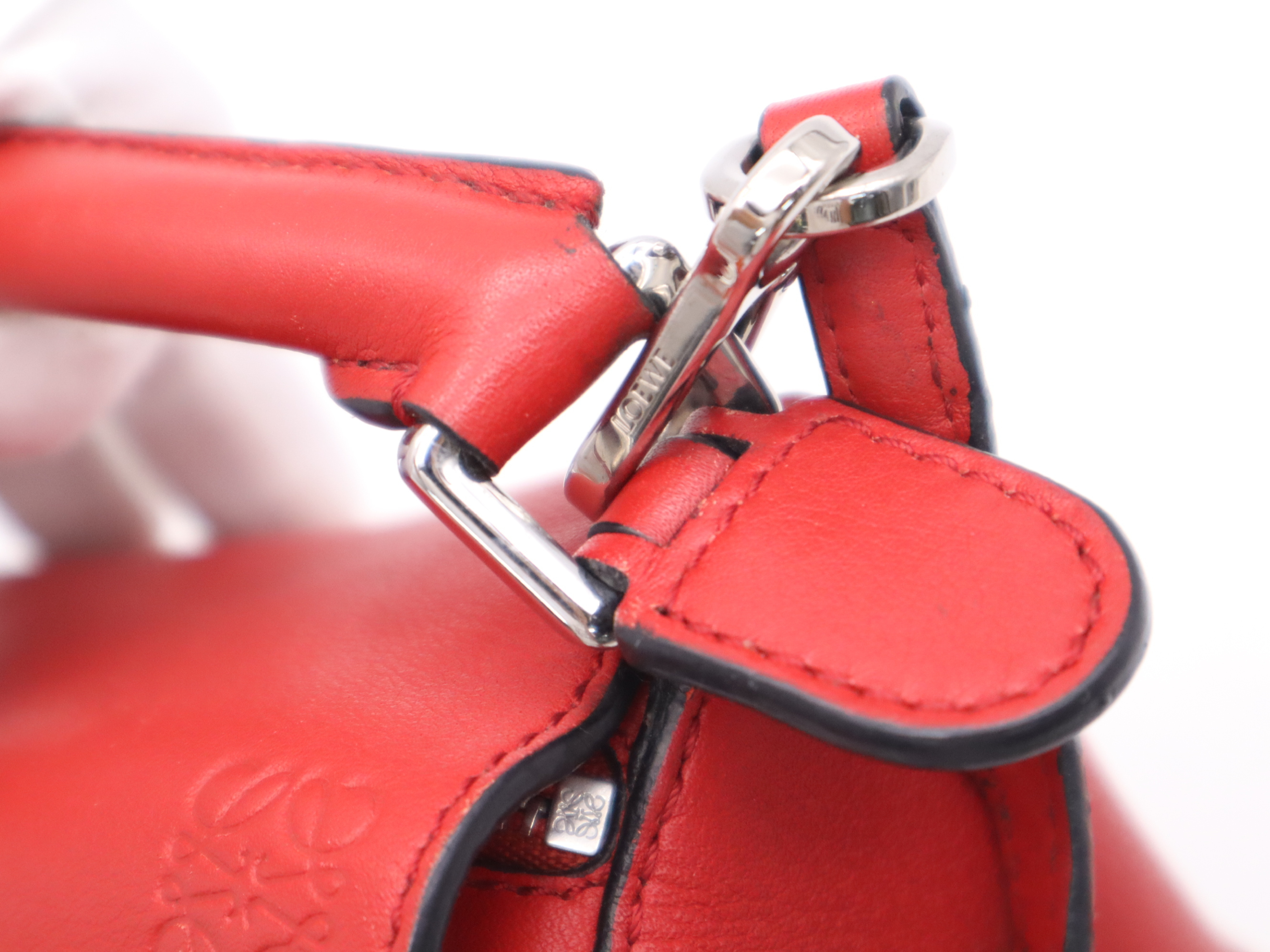 Leather Puzzle Bag Shoulder Bag, Red, with Shoulder Strap — view 8