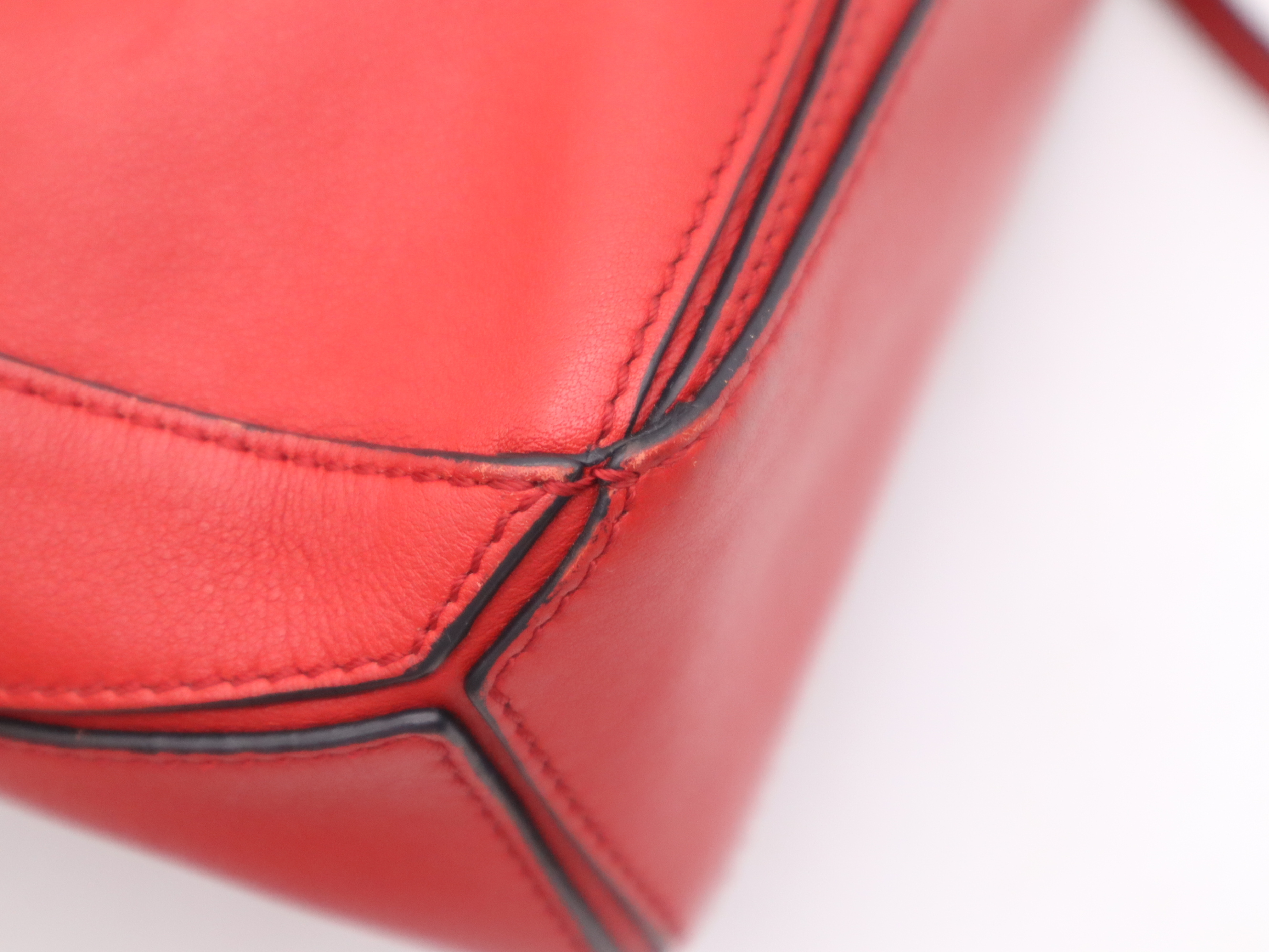 Leather Puzzle Bag Shoulder Bag, Red, with Shoulder Strap — view 10