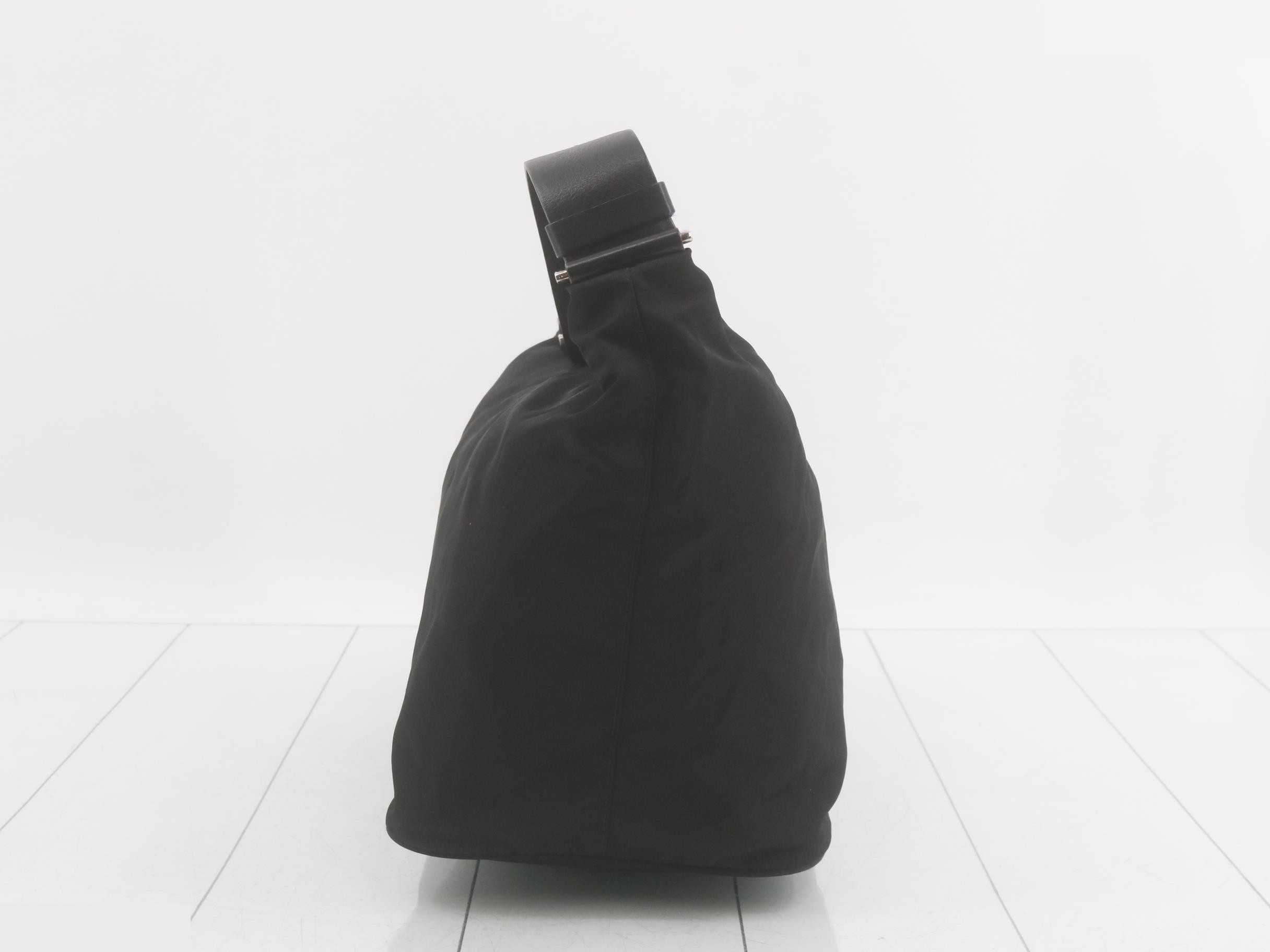 Nylon and leather combination one-shoulder bag — view 3