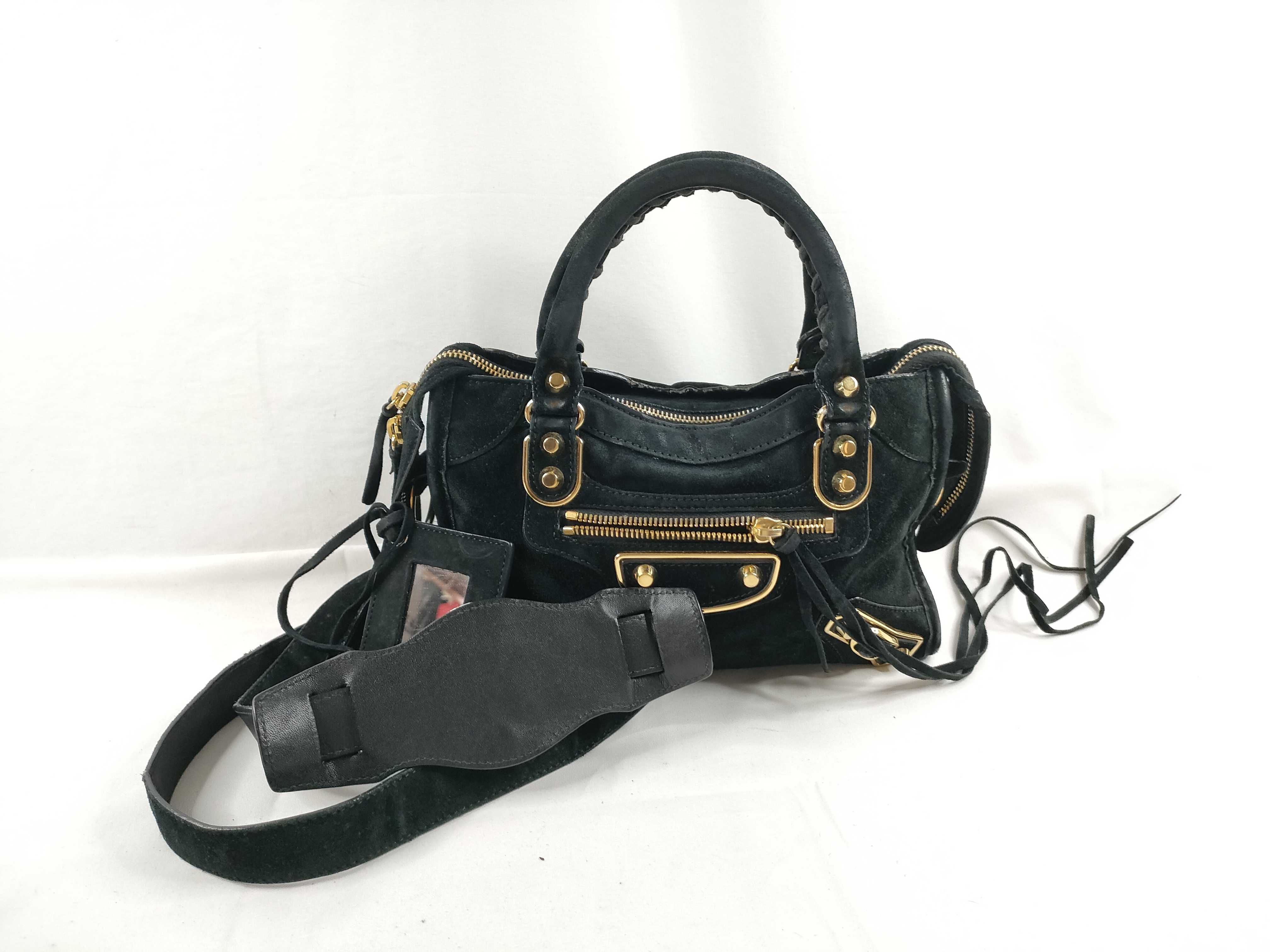 The City Balenciaga CITY Suede 2-Way Bag Metallic Handbag