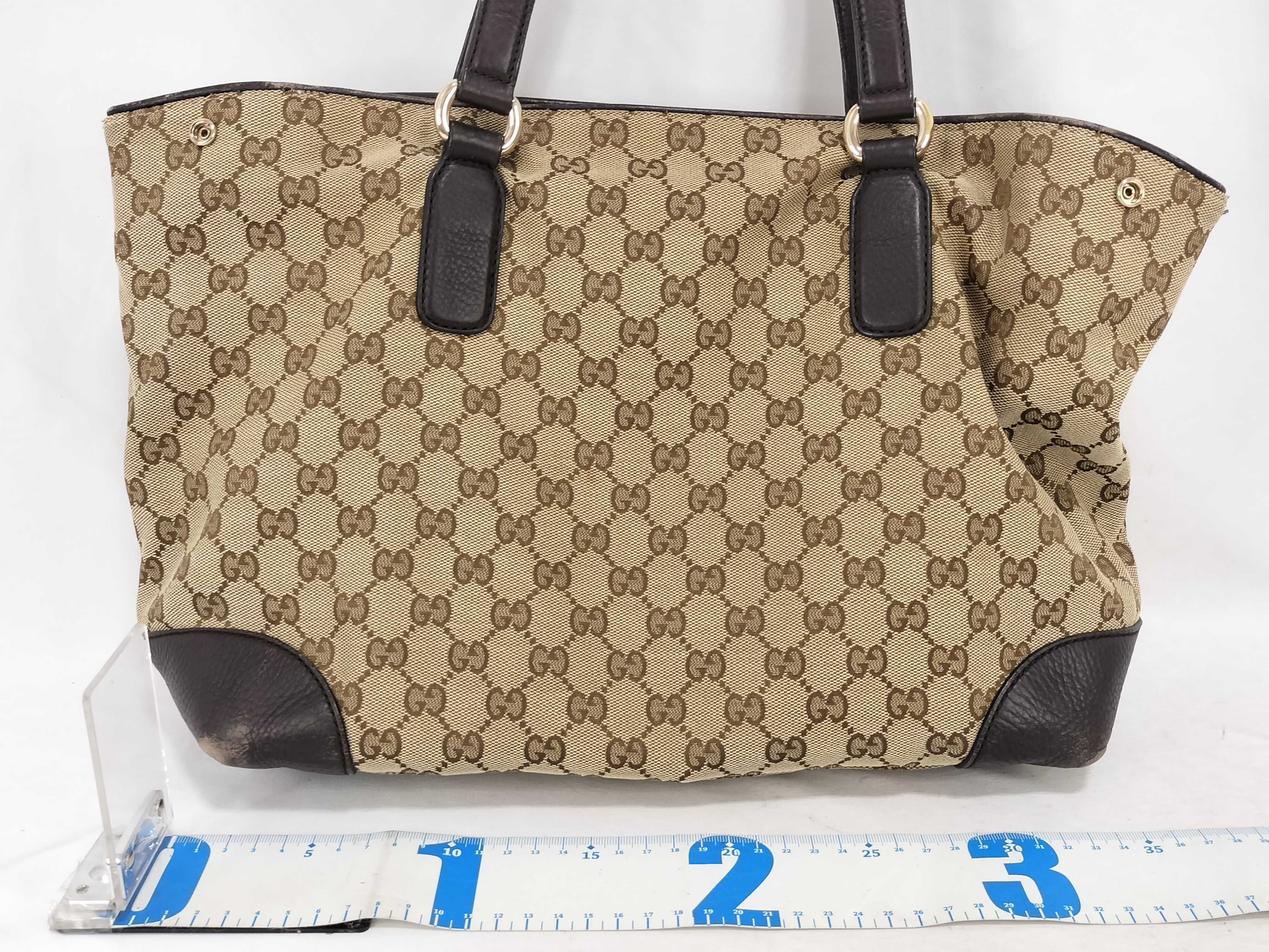 GG Canvas Tote Bag, Horsebit, Sherry Line, Brown Tote Bag — view 2