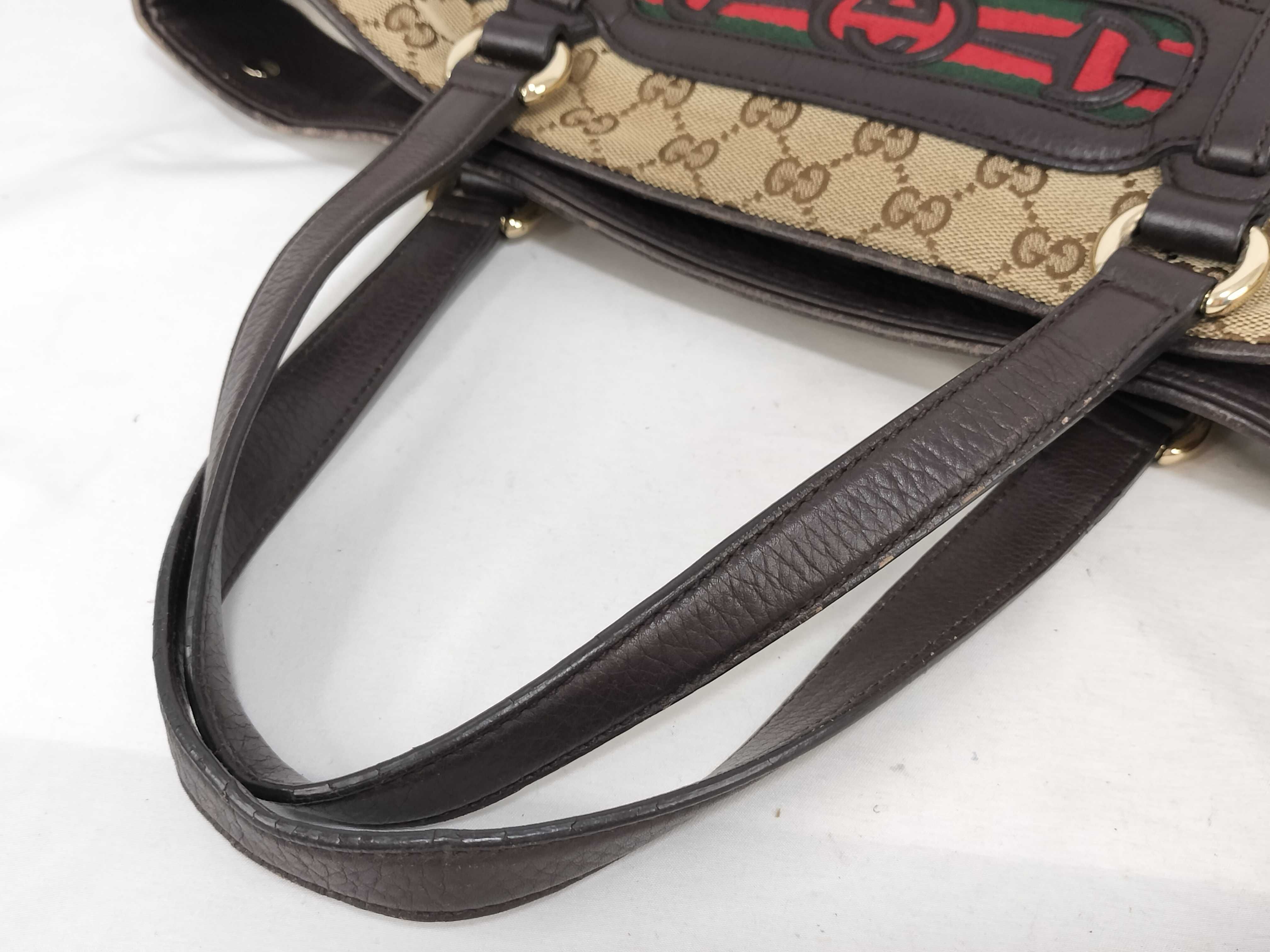 GG Canvas Tote Bag, Horsebit, Sherry Line, Brown Tote Bag — view 3