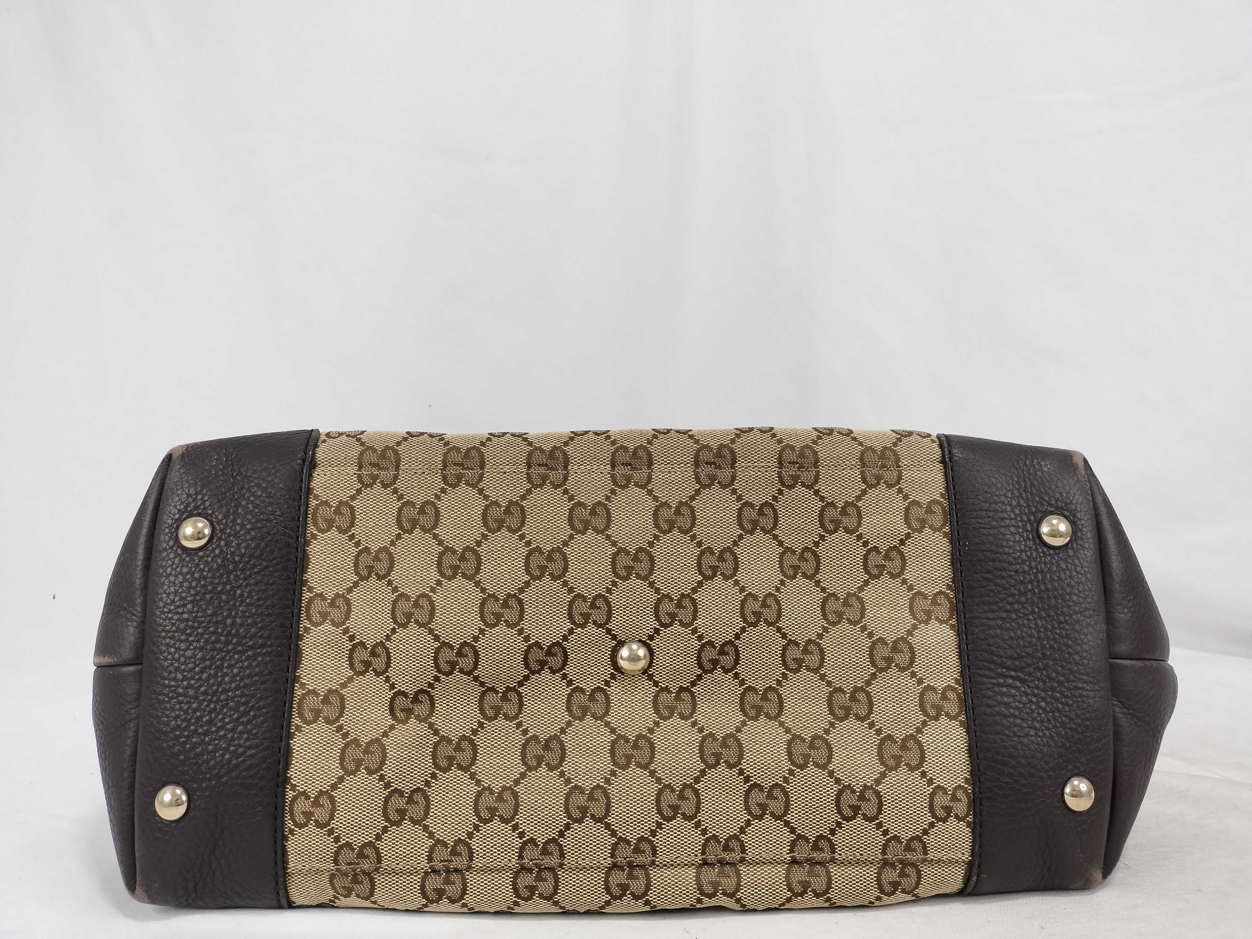GG Canvas Tote Bag, Horsebit, Sherry Line, Brown Tote Bag — view 7