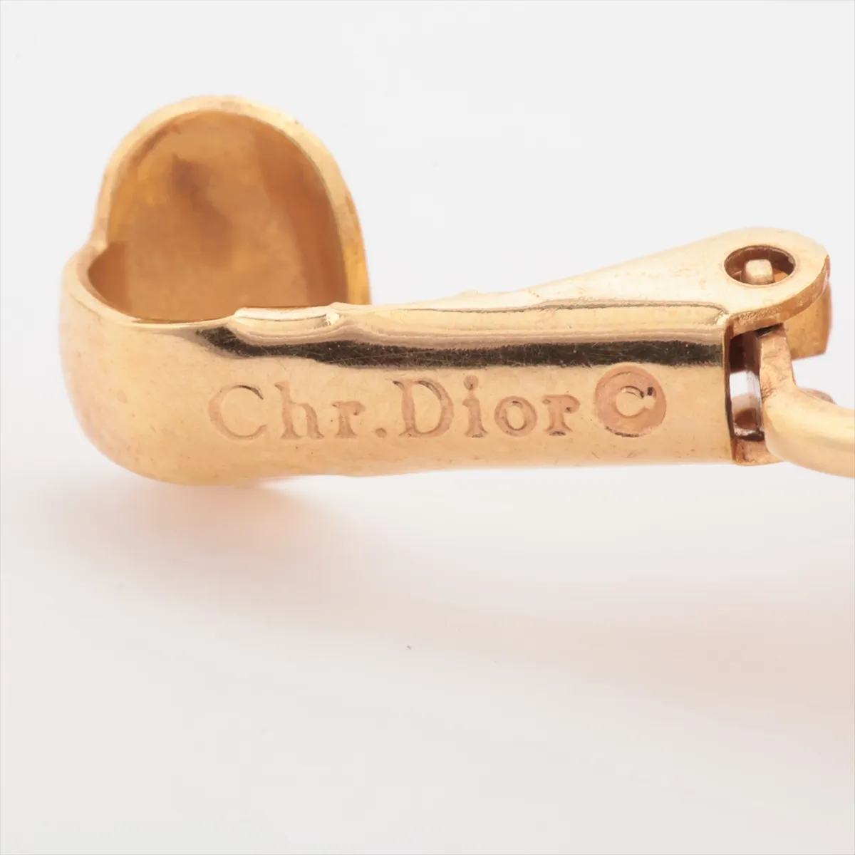 logo necklace, gold plated with rhinestones. Includes earrings (2-piece set). Shows signs of wear, including dents, — view 11