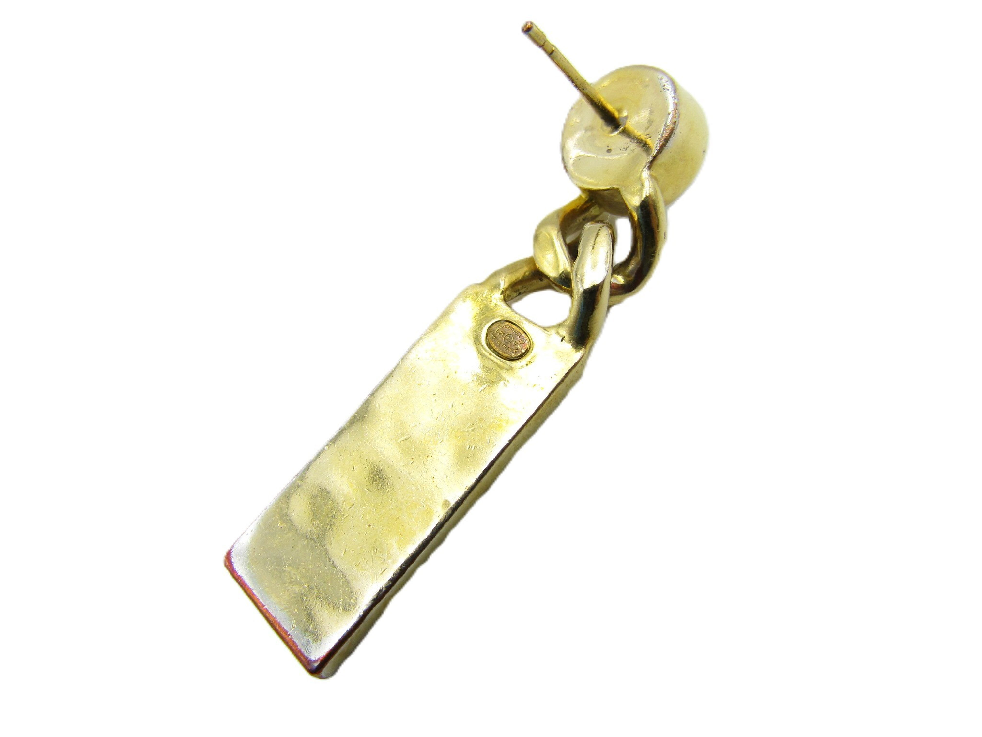 logo plate earrings with rhinestones, GP (gold plate), L21V (other accessories) — view 5
