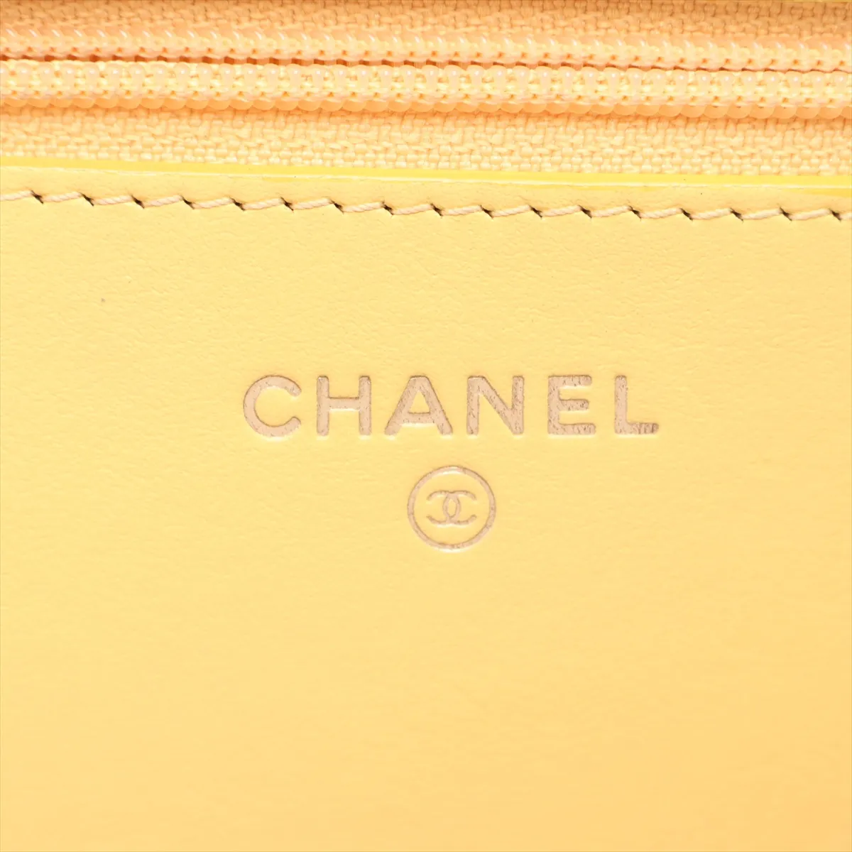 Boy Chanel Caviar Skin Chain Wallet, V-stitch Chevron, Yellow, Gold Hardware, 25010659, Serial Number 25 — view 11