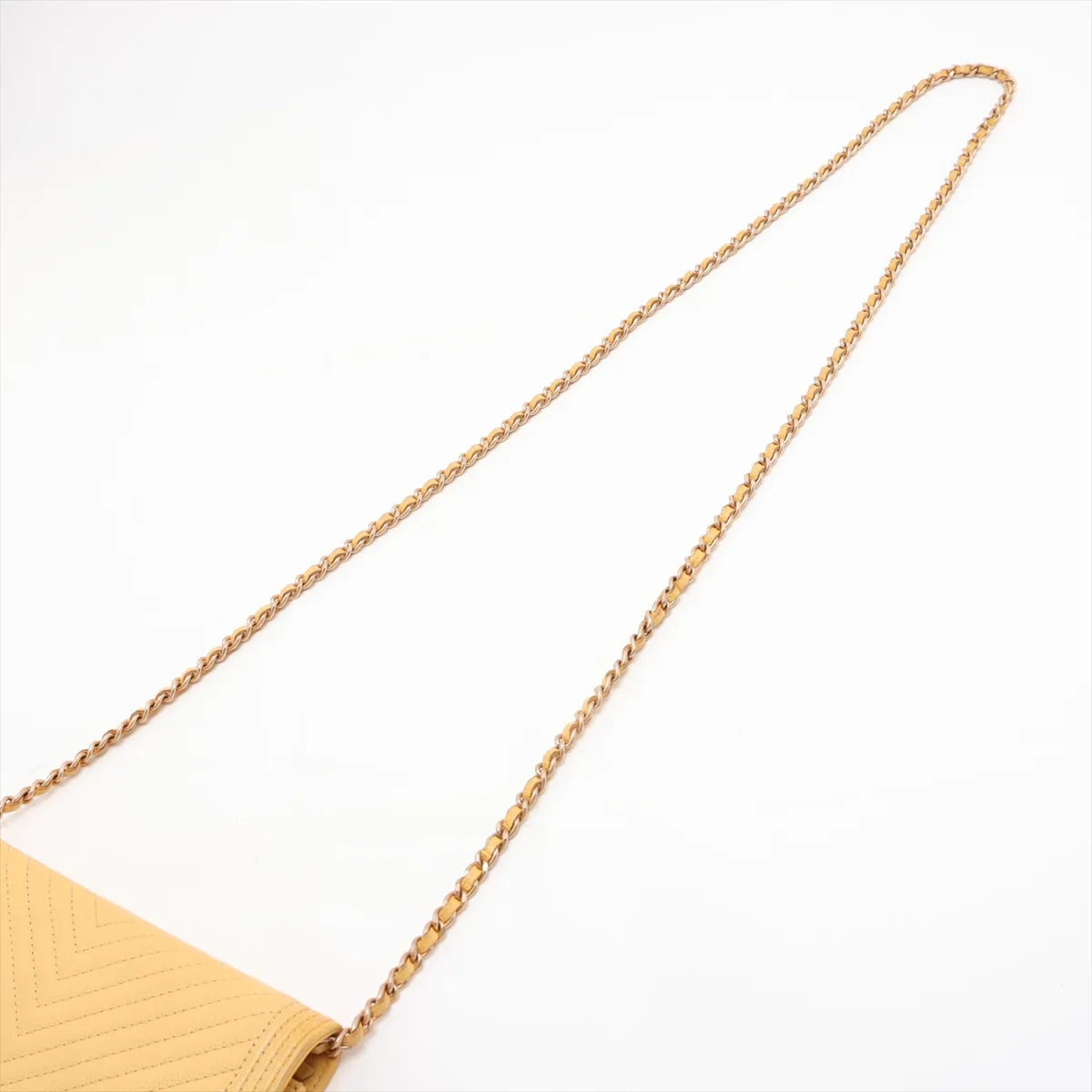 Boy Chanel Caviar Skin Chain Wallet, V-stitch Chevron, Yellow, Gold Hardware, 25010659, Serial Number 25 — view 5