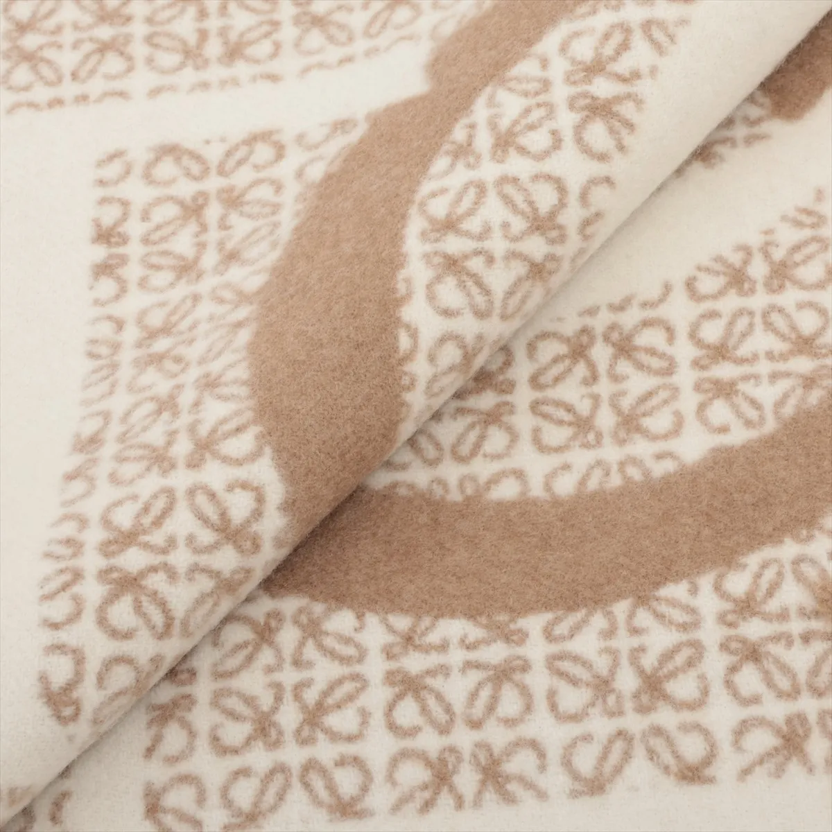 Anagram Scarf, Wool x Cashmere, Brown, — view 2