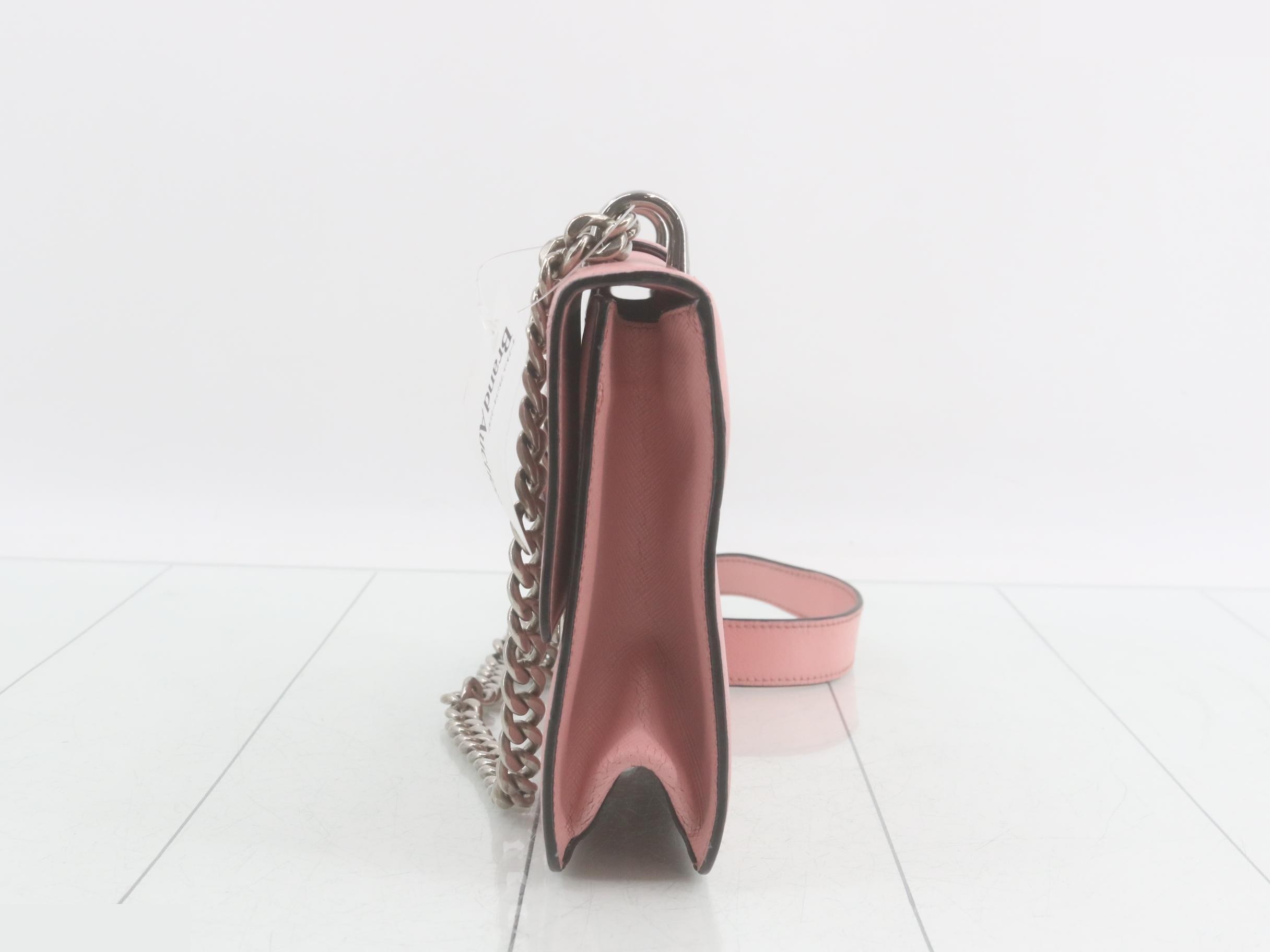 Pink leather chain shoulder bag — view 3
