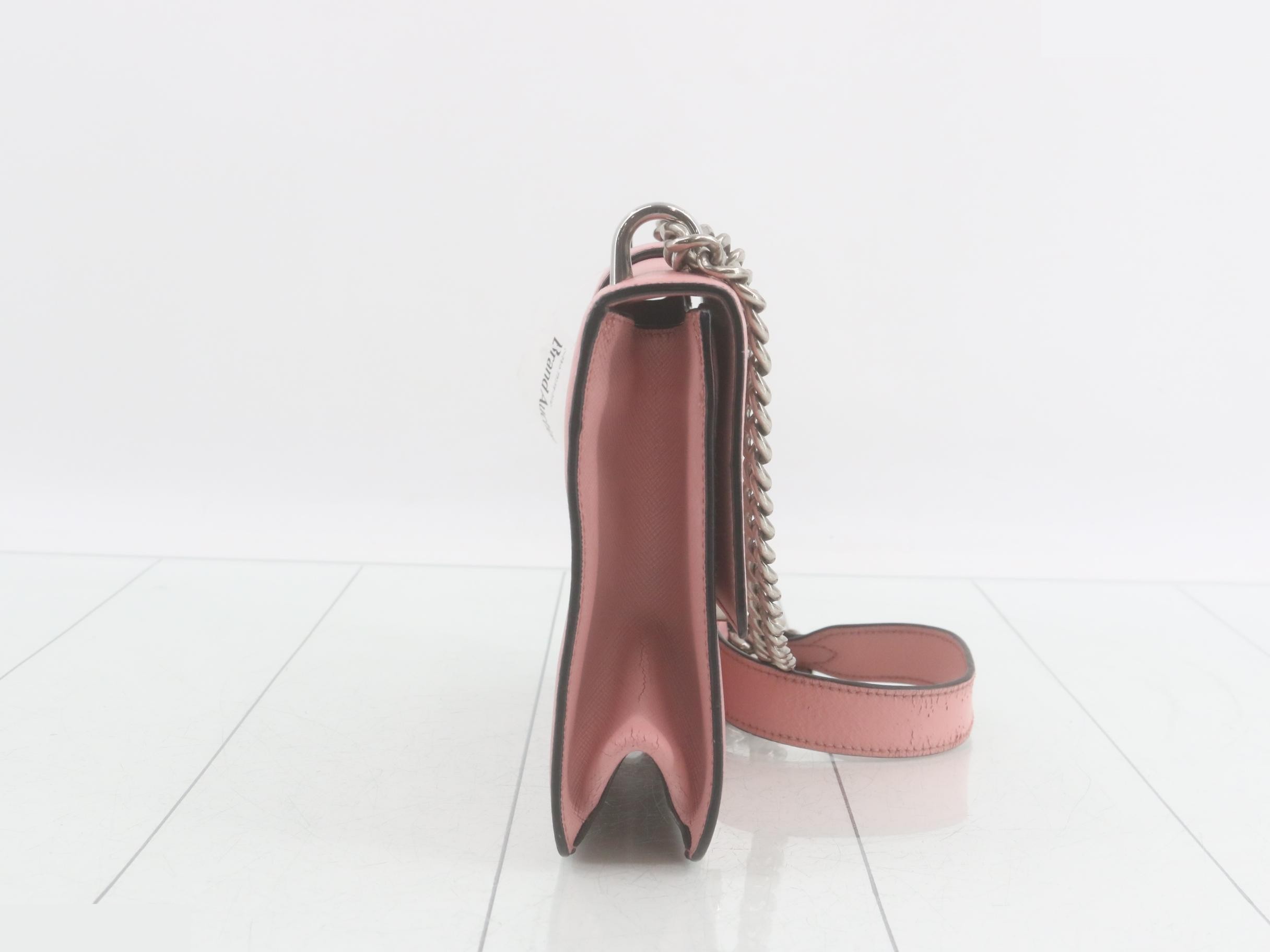 Pink leather chain shoulder bag — view 4