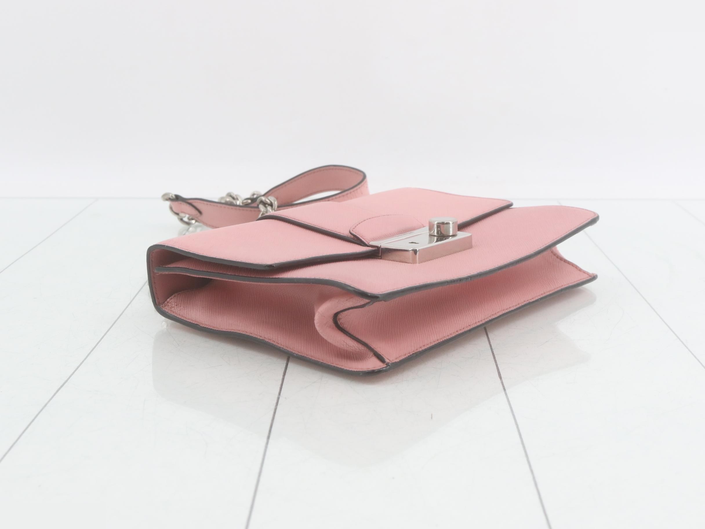Pink leather chain shoulder bag — view 5