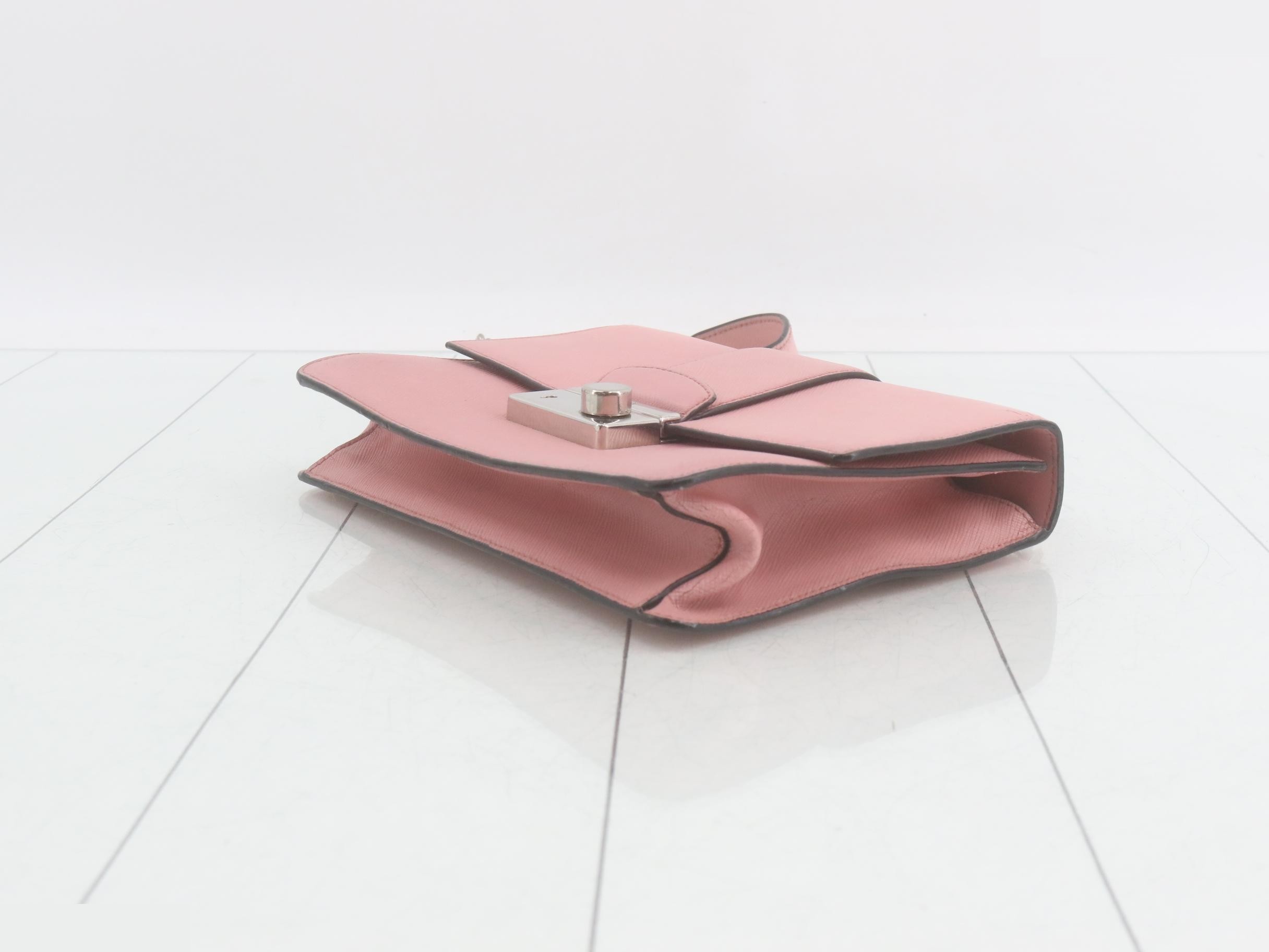 Pink leather chain shoulder bag — view 6