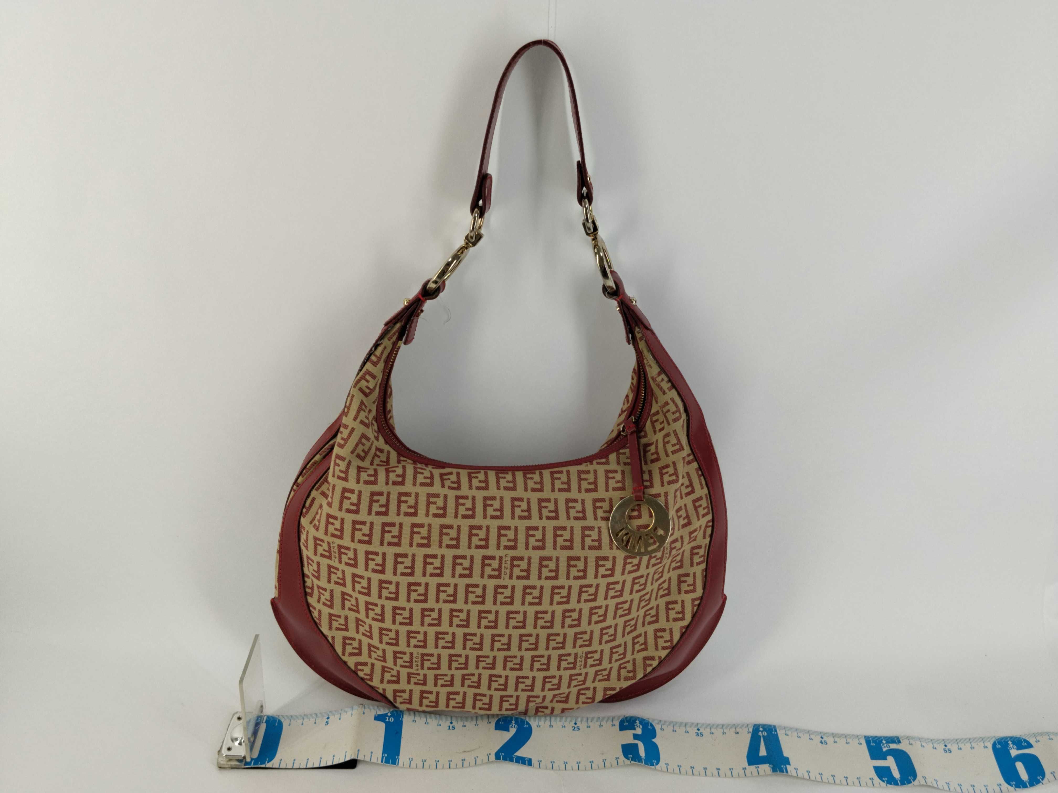Zucca pattern Fendi Zucchino handbag, red handbag — view 2