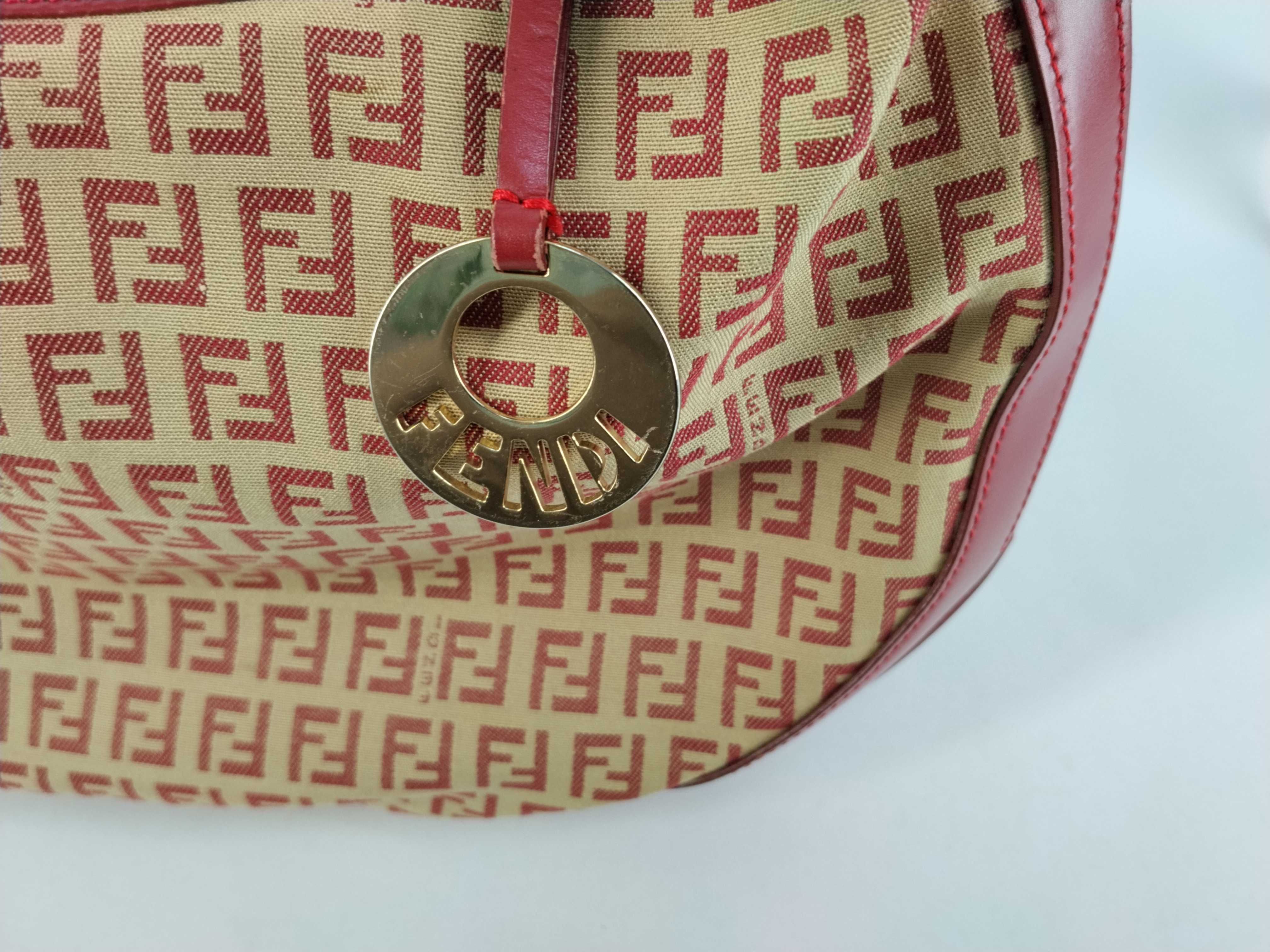 Zucca pattern Fendi Zucchino handbag, red handbag — view 9