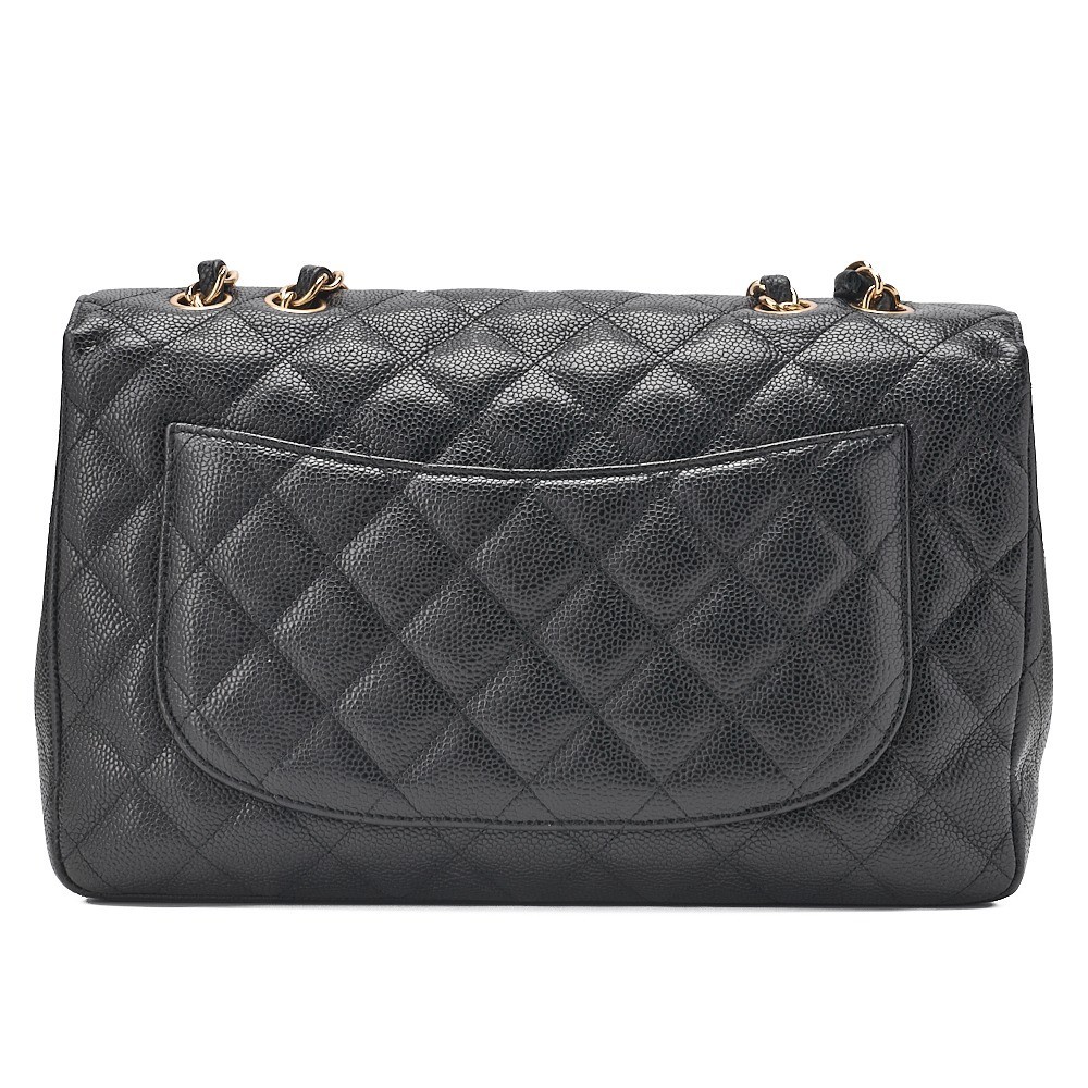 Caviar leather large matelassé 30 single flap chain shoulder bag, black — view 2