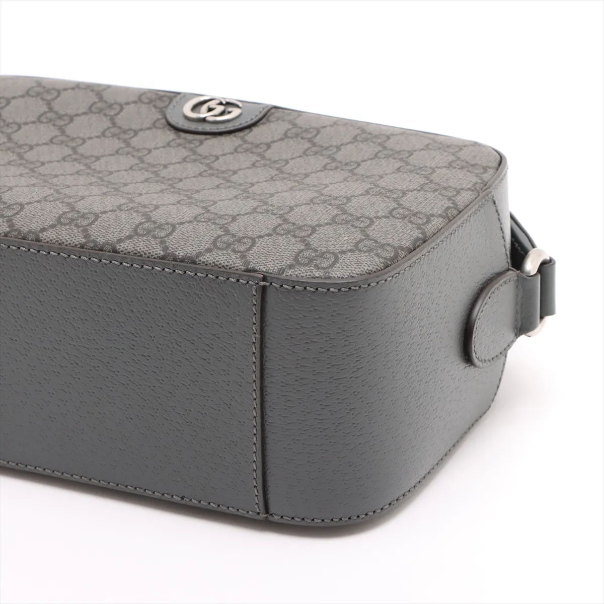 GG Supreme PVC x Leather Shoulder Bag, Gray, 767190 — view 3