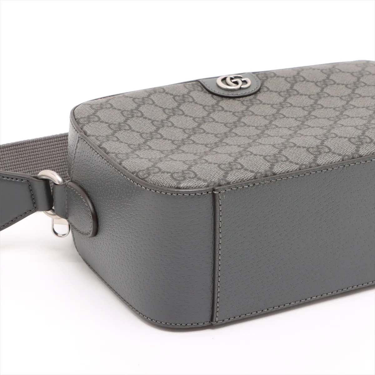 GG Supreme PVC x Leather Shoulder Bag, Gray, 767190 — view 4