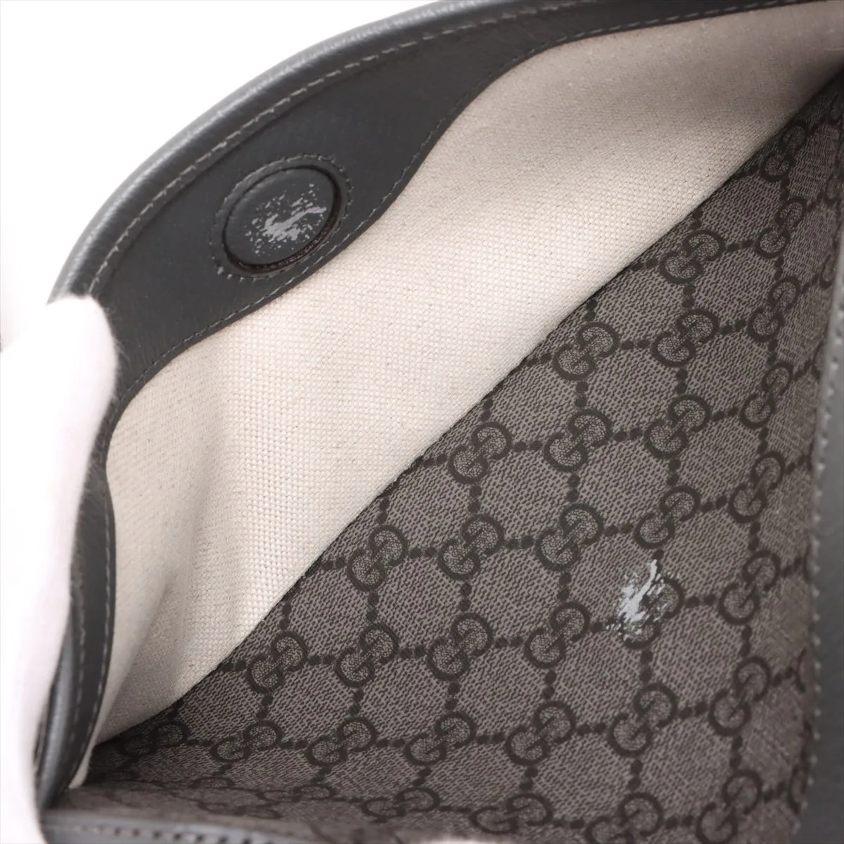 GG Supreme PVC x Leather Shoulder Bag, Gray, 767190 — view 8