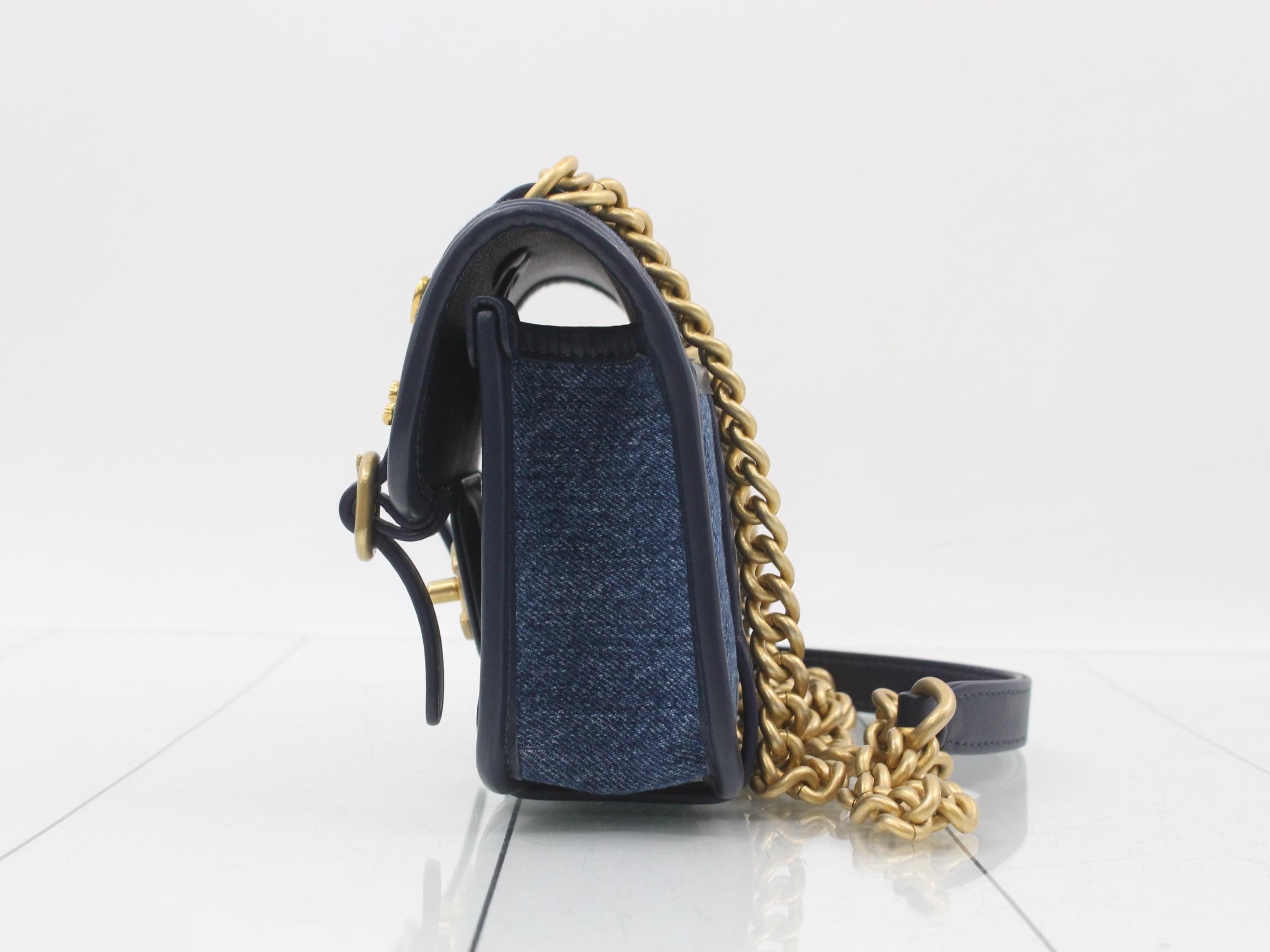 denim messenger chain shoulder bag — view 3