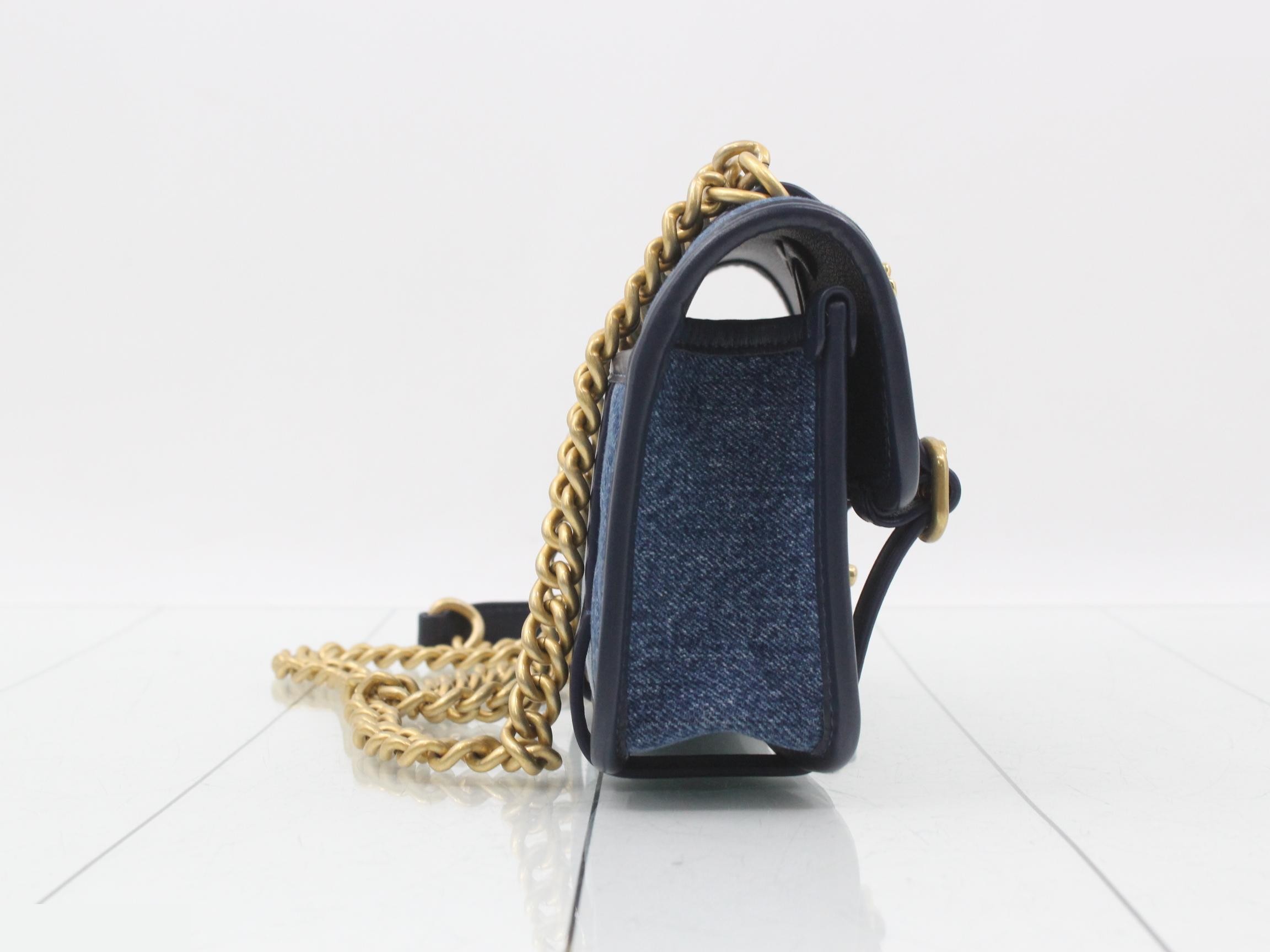 denim messenger chain shoulder bag — view 4