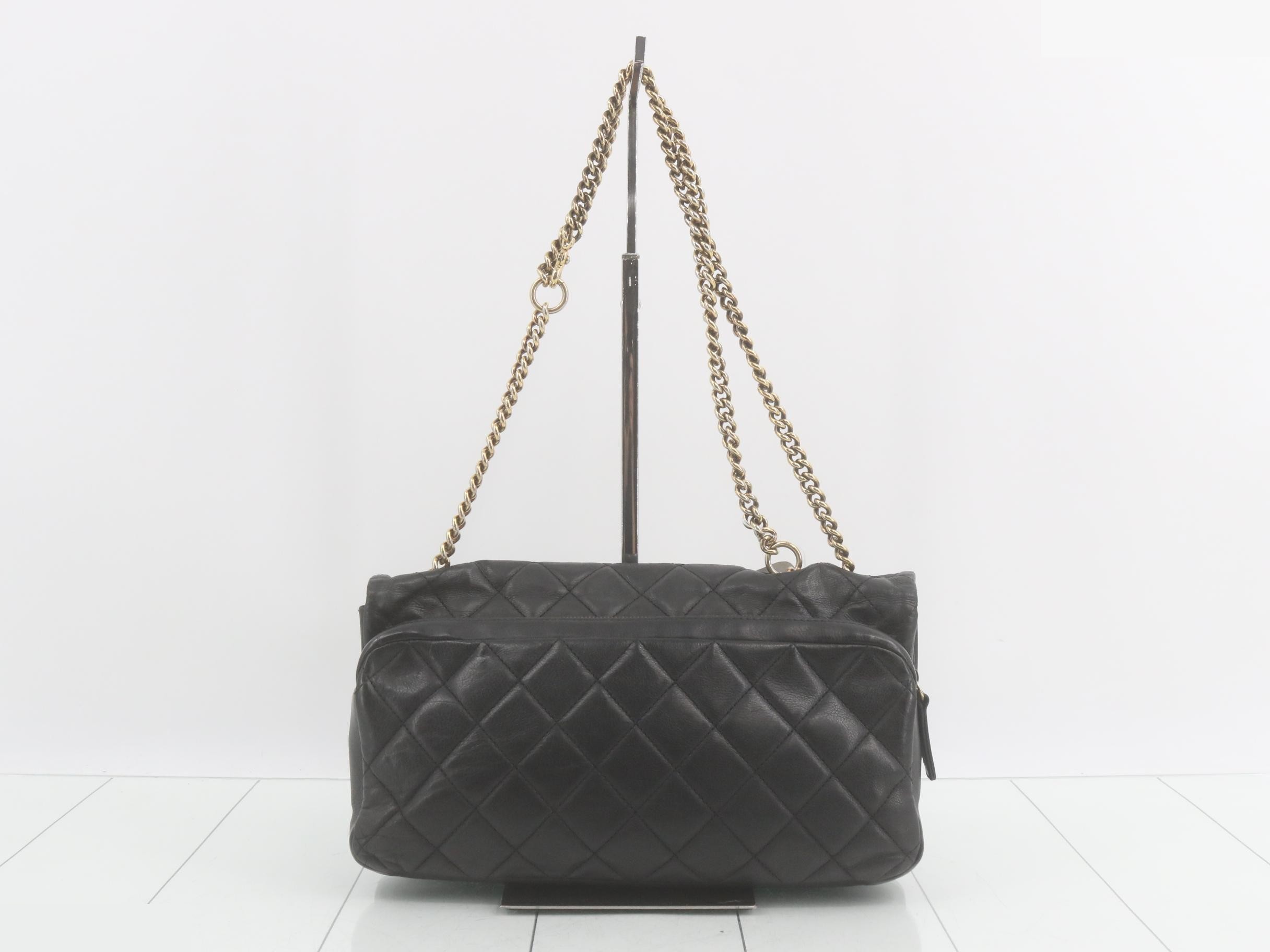 Matelassé Leather Double Chain Shoulder Bag — view 2