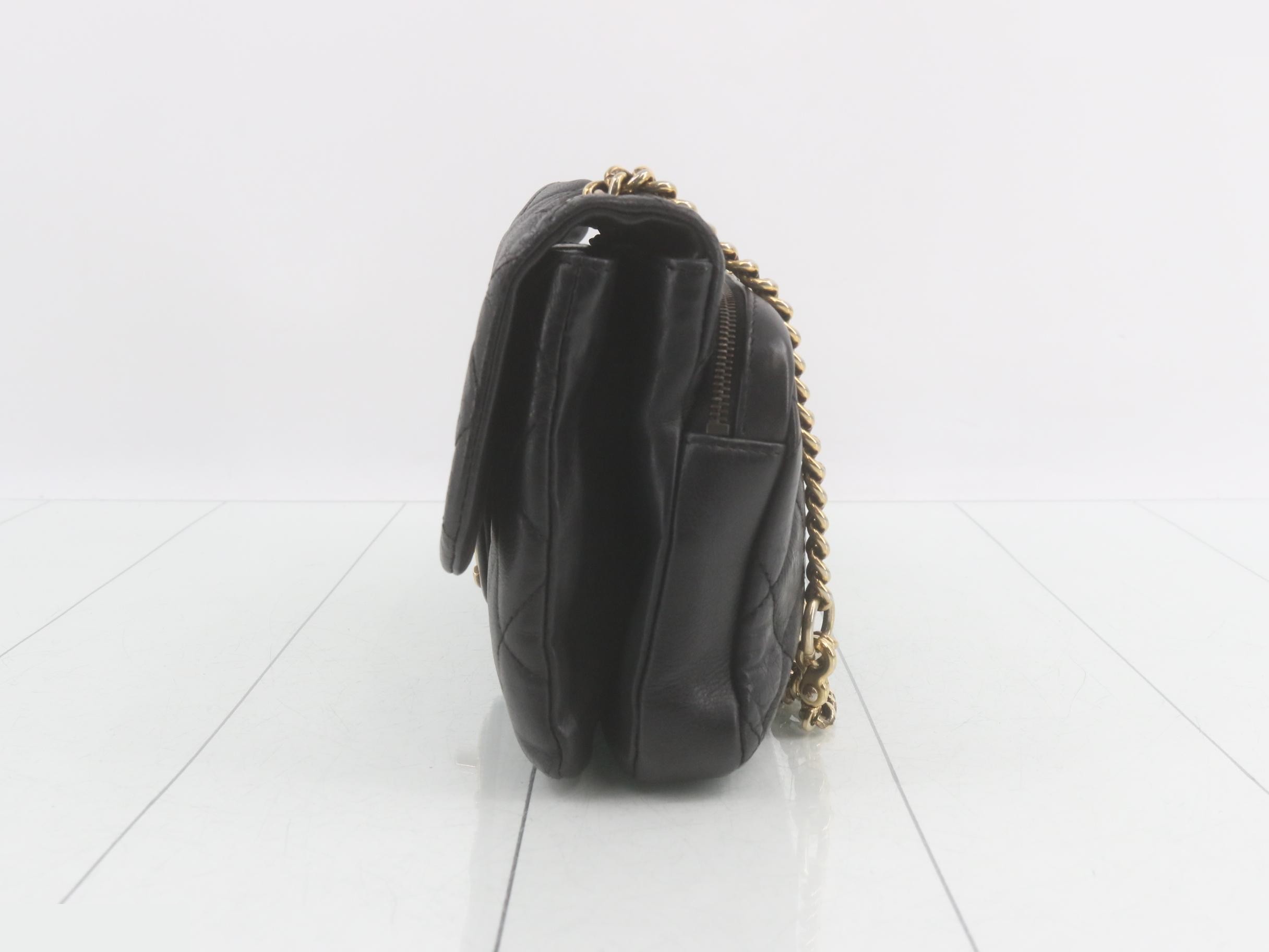 Matelassé Leather Double Chain Shoulder Bag — view 3