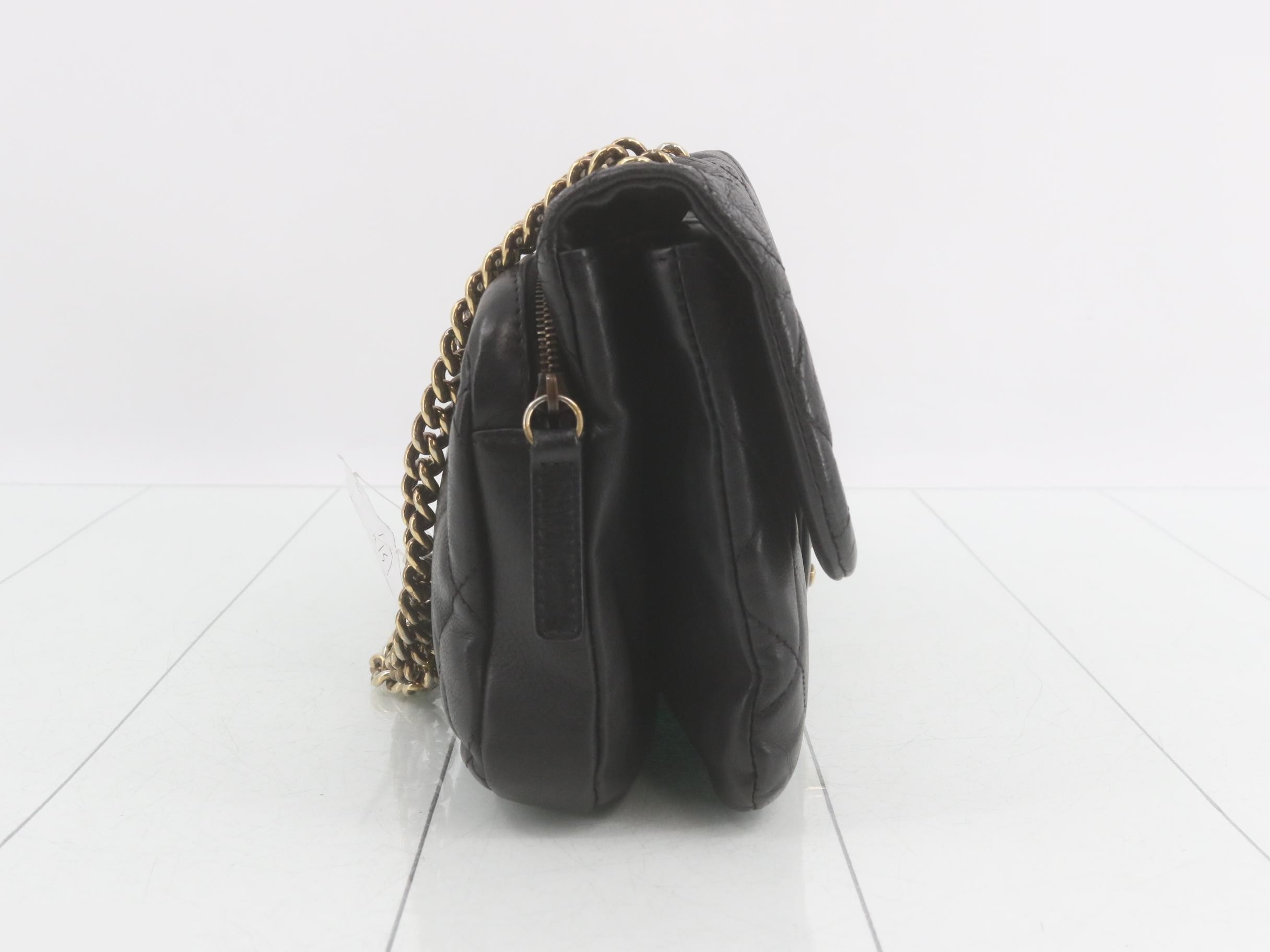 Matelassé Leather Double Chain Shoulder Bag — view 4