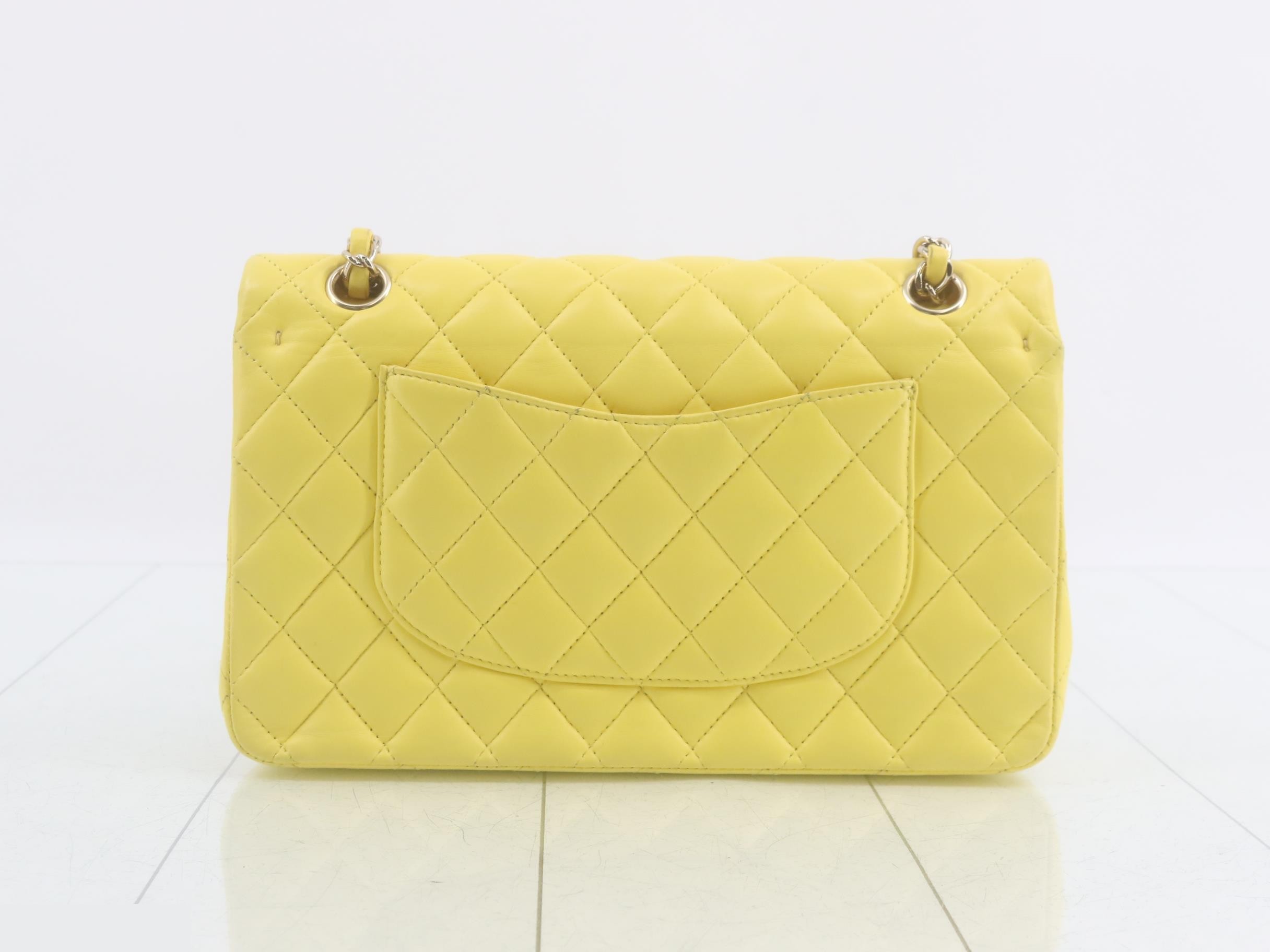 Matelassé Double Flap Shoulder Bag, Yellow, Serial Number 15 — view 2