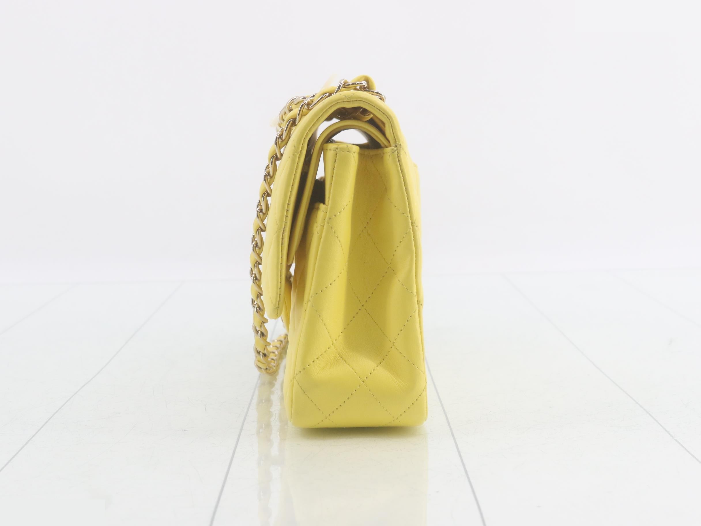 Matelassé Double Flap Shoulder Bag, Yellow, Serial Number 15 — view 3