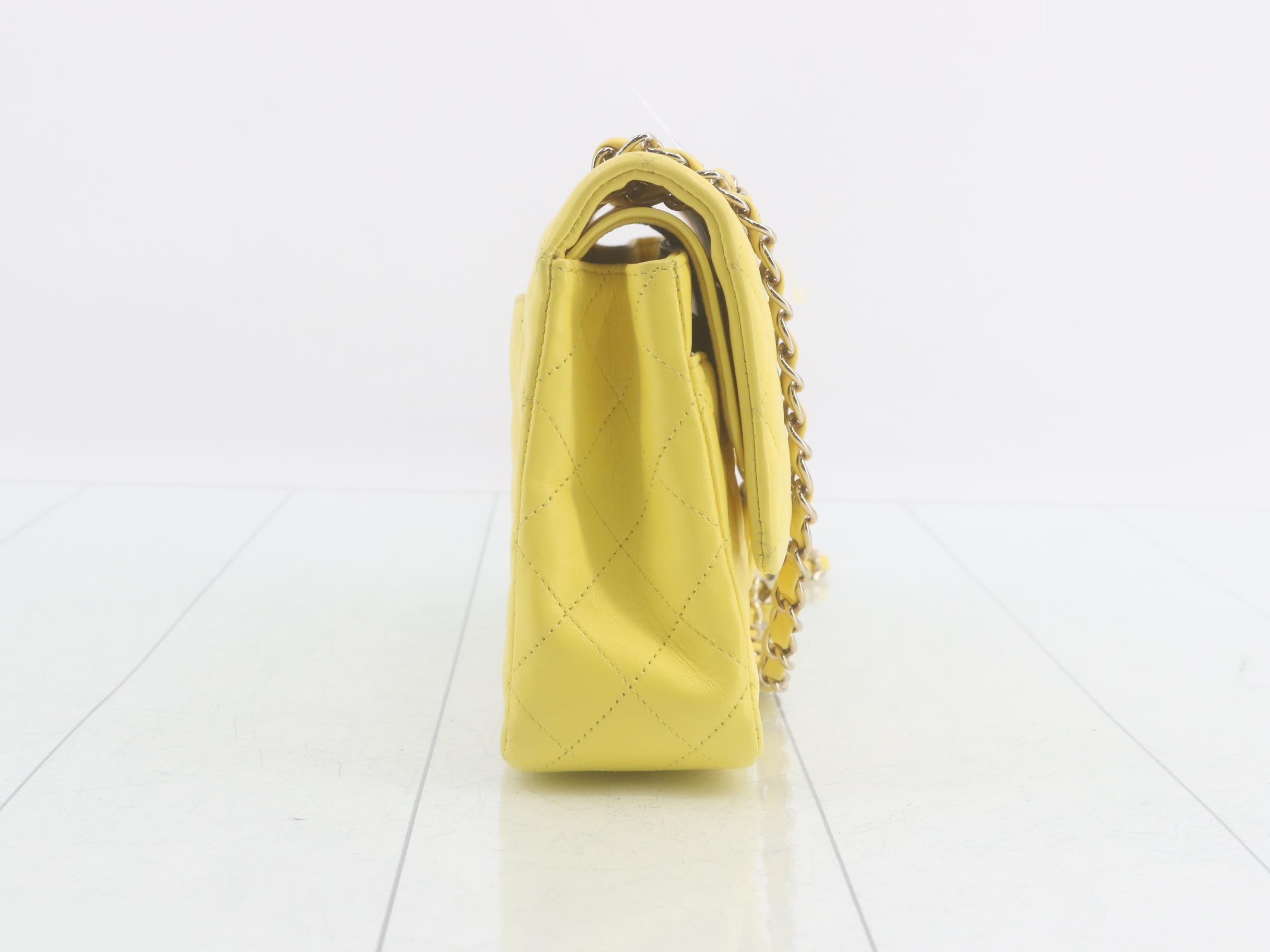 Matelassé Double Flap Shoulder Bag, Yellow, Serial Number 15 — view 4