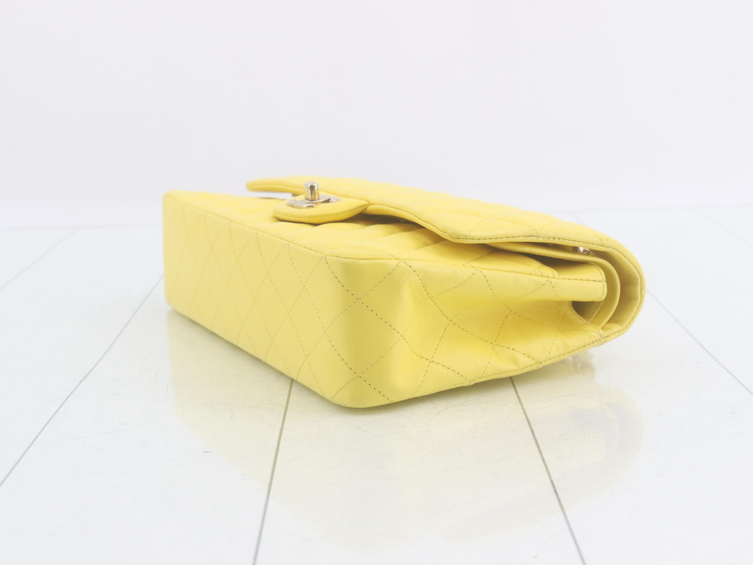 Matelassé Double Flap Shoulder Bag, Yellow, Serial Number 15 — view 6