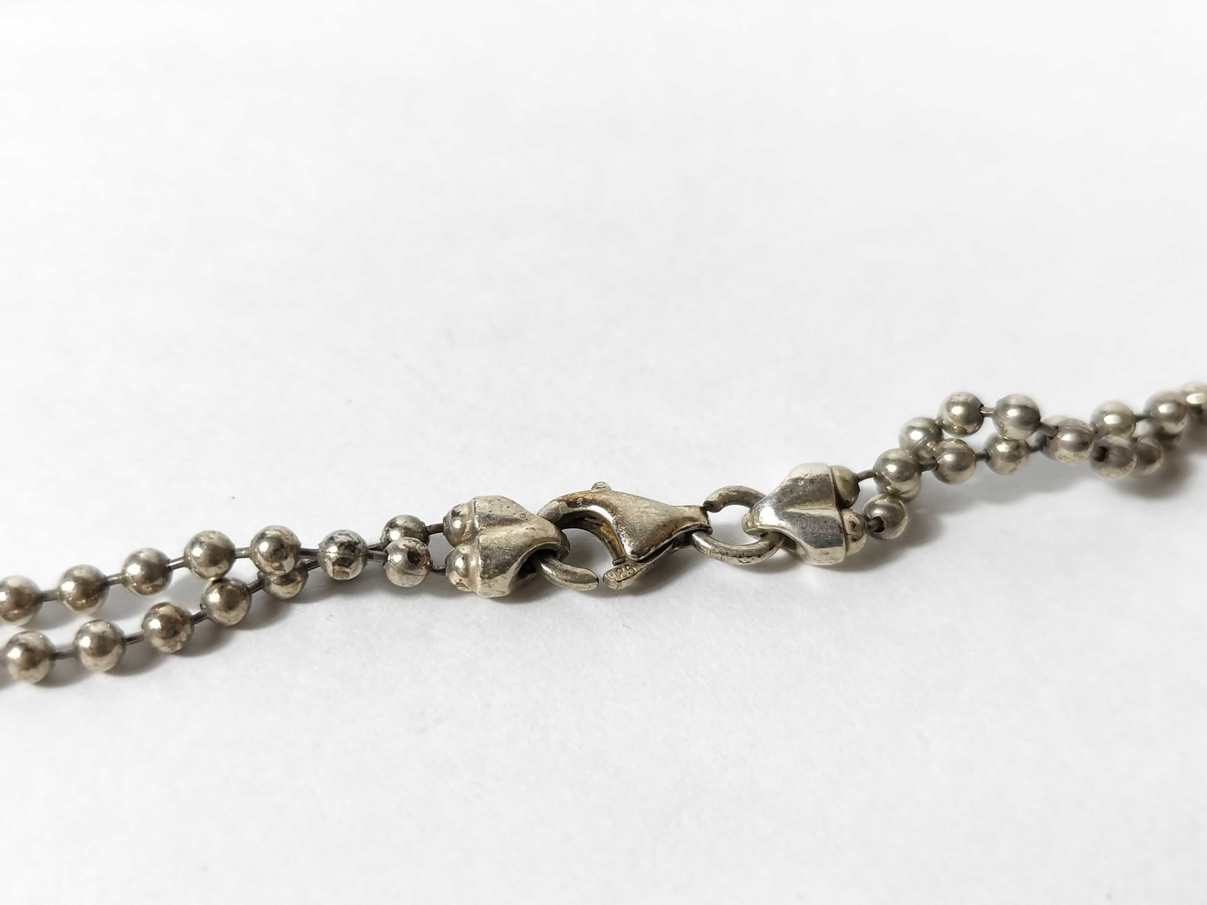 Logo Plate Double Ball Chain Sterling Silver 925 Necklace — view 5