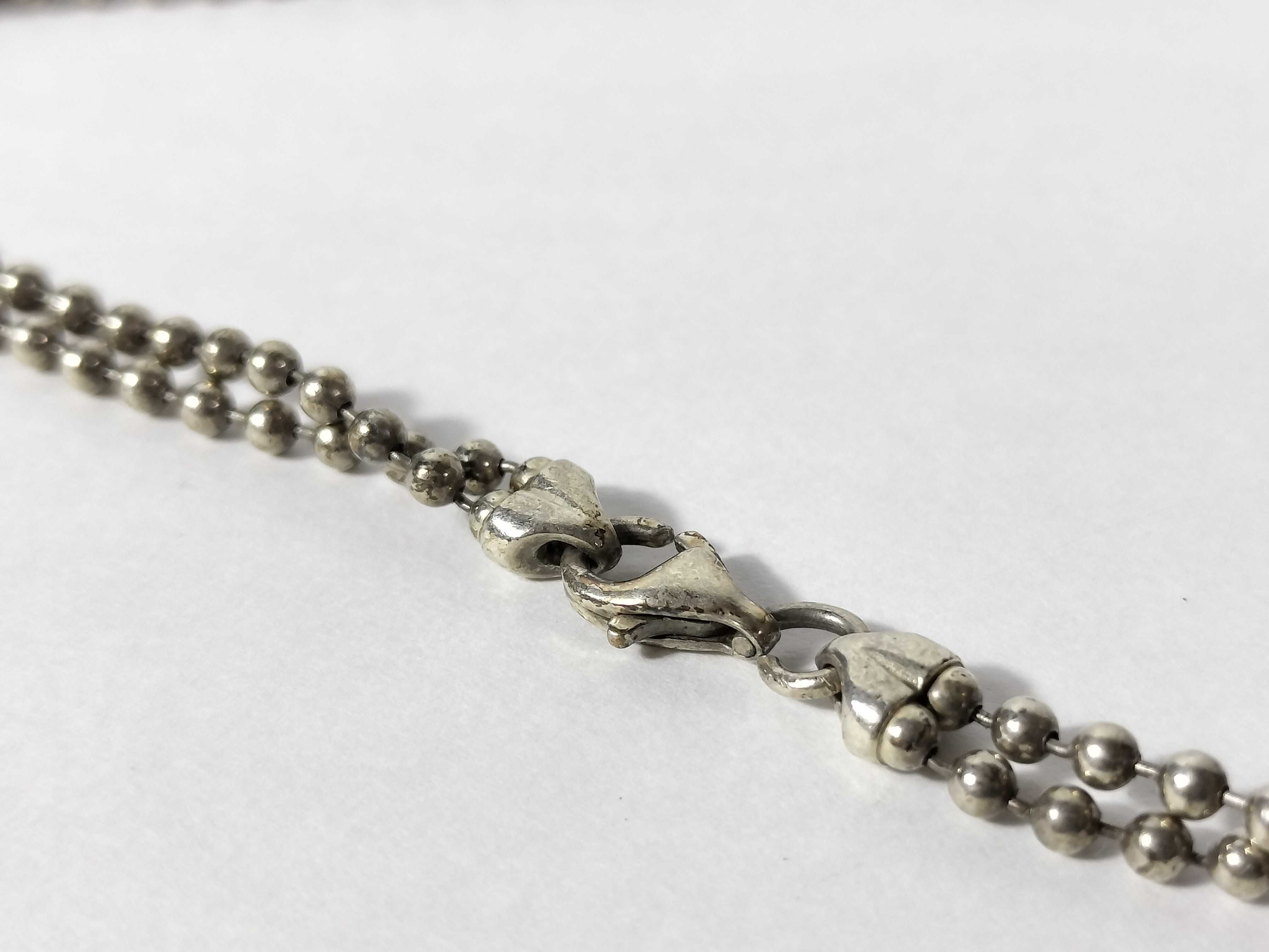 Logo Plate Double Ball Chain Sterling Silver 925 Necklace — view 10