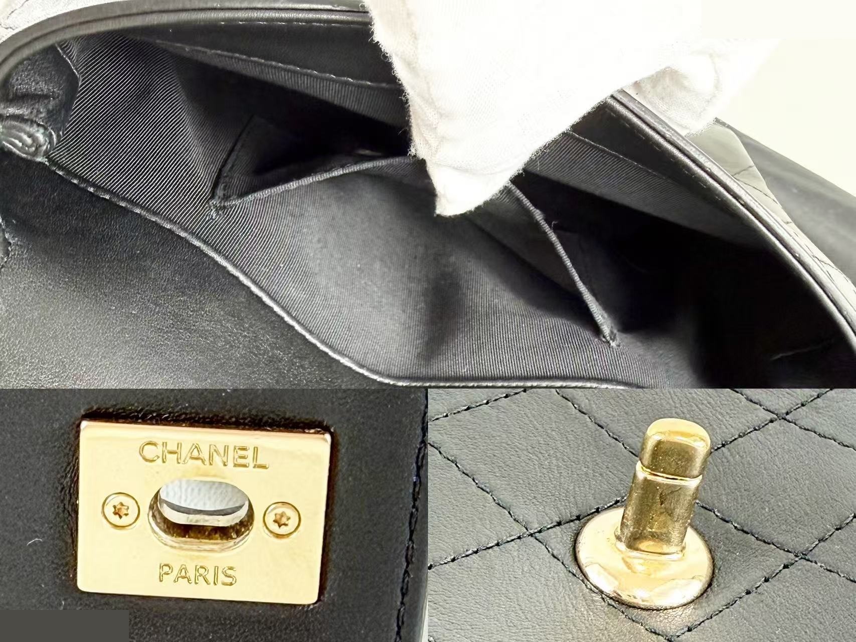 Black Matelassé Tanlock Shoulder Bag, approximately 20cm wide, serial number in the 27 range. — view 11