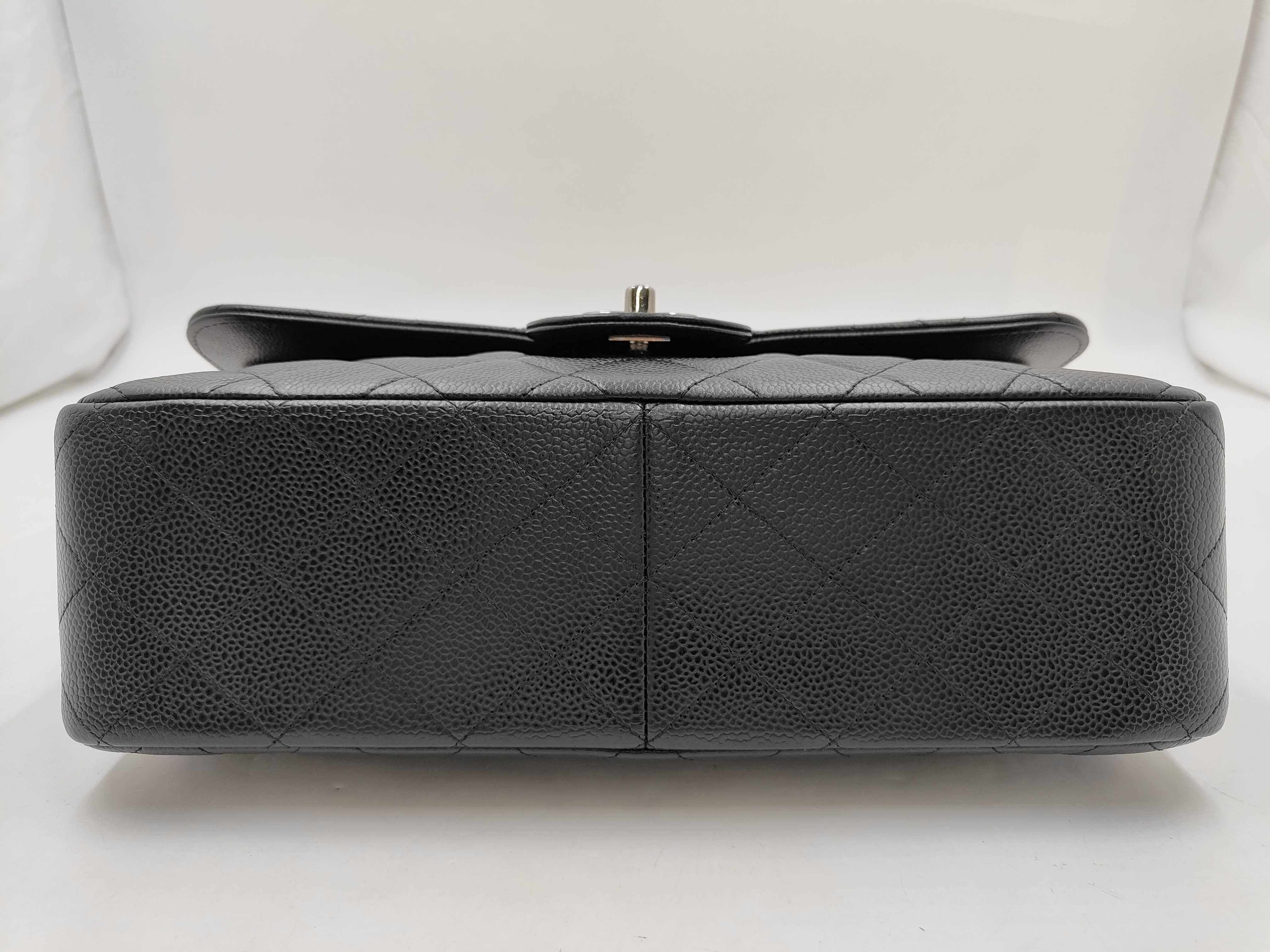 Matelassé Caviar Skin Double Flap Black Shoulder Bag — view 3