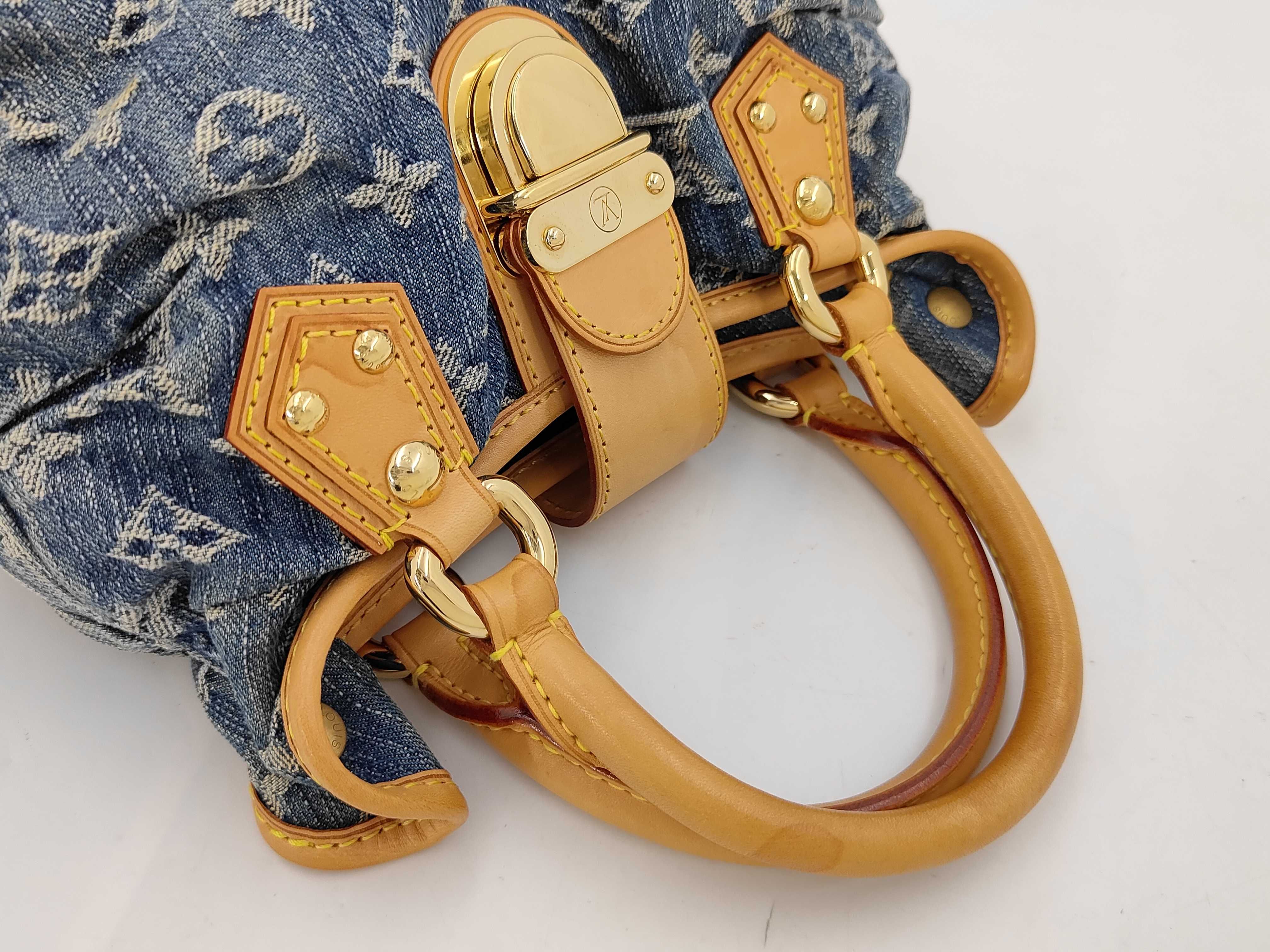 Monogram Denim Pleated Handbag — view 3