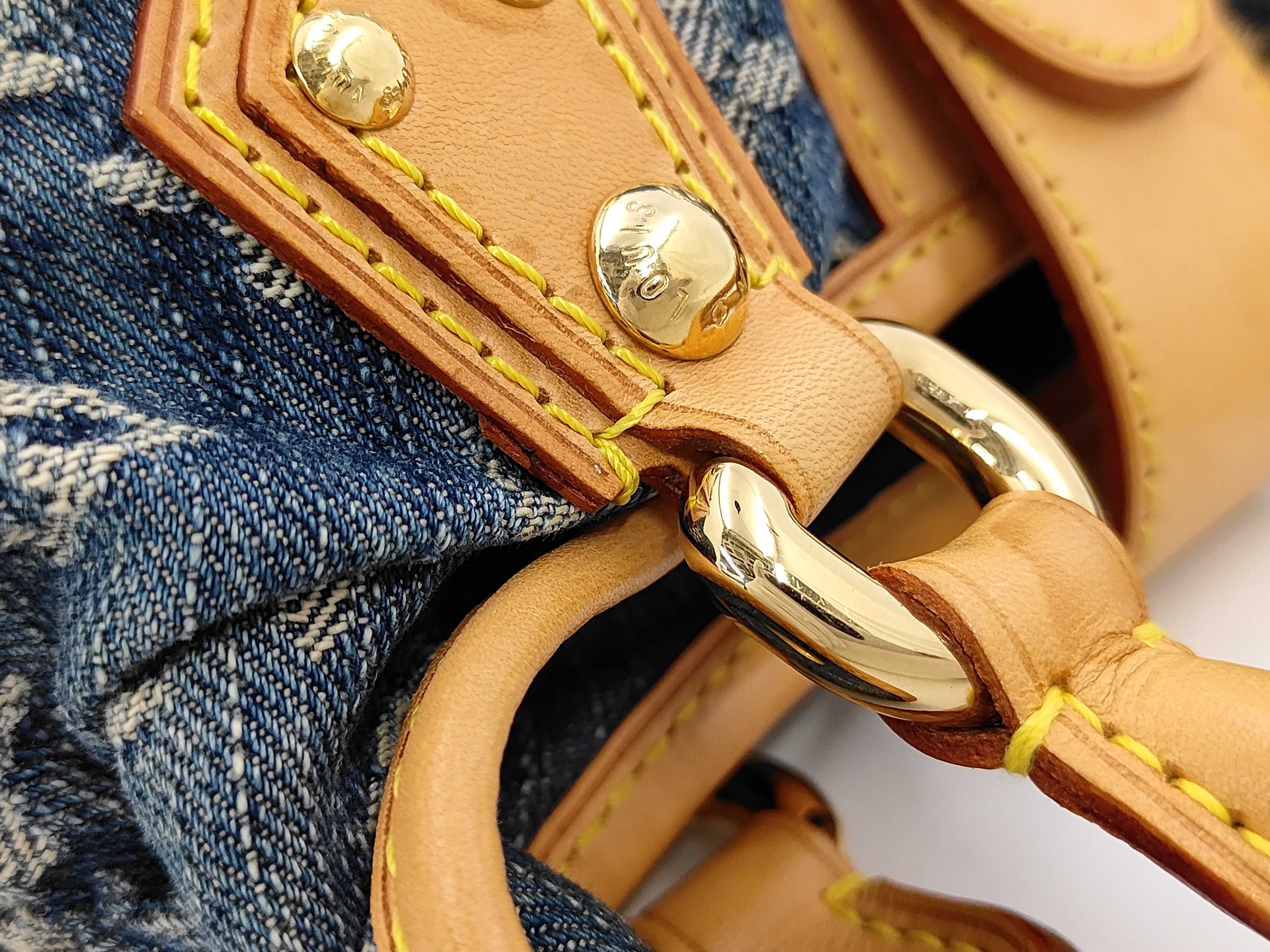 Monogram Denim Pleated Handbag — view 5